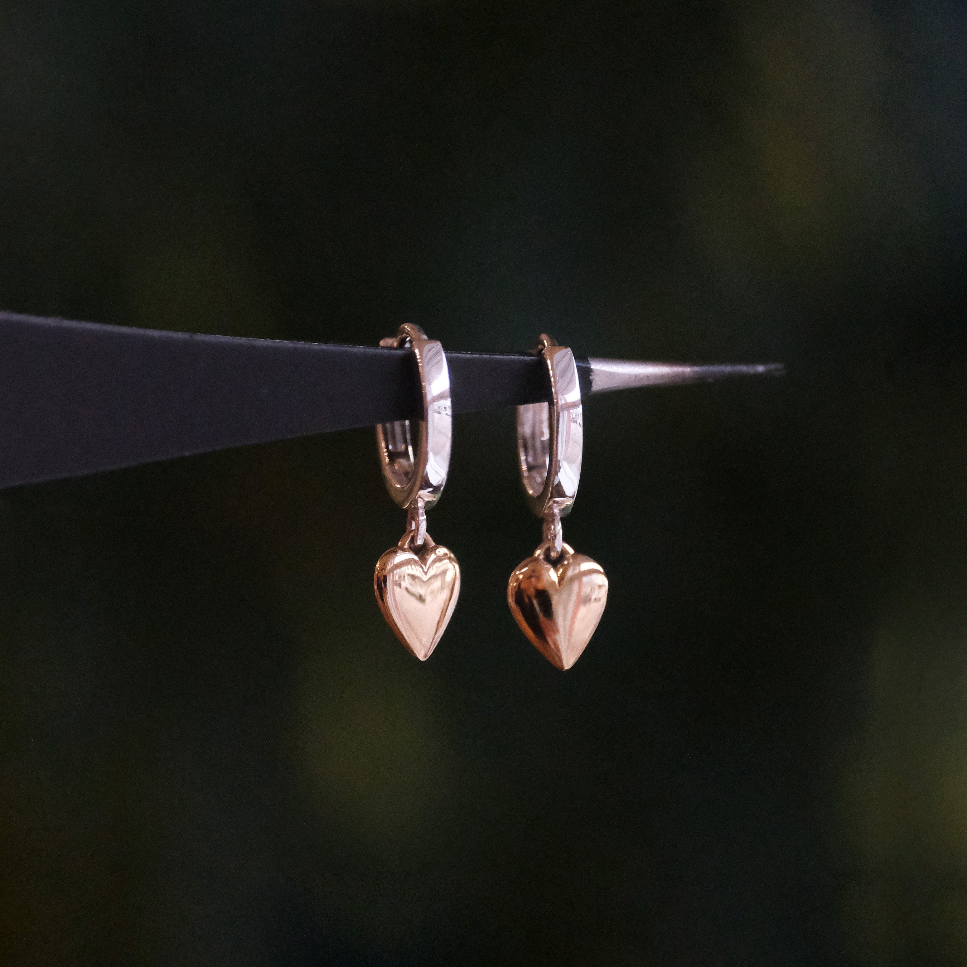 Heart of Gold Sterling + Bronze Huggers
