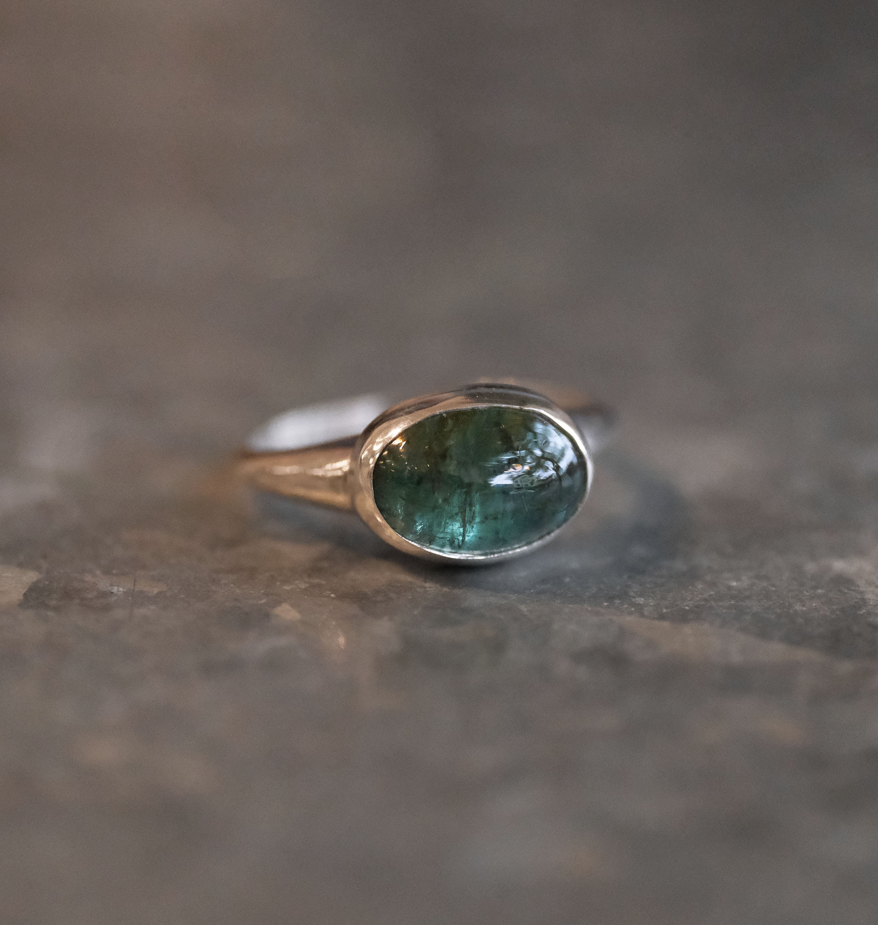 Green Tourmaline Curve Ring (Size 7) - One of a Kind