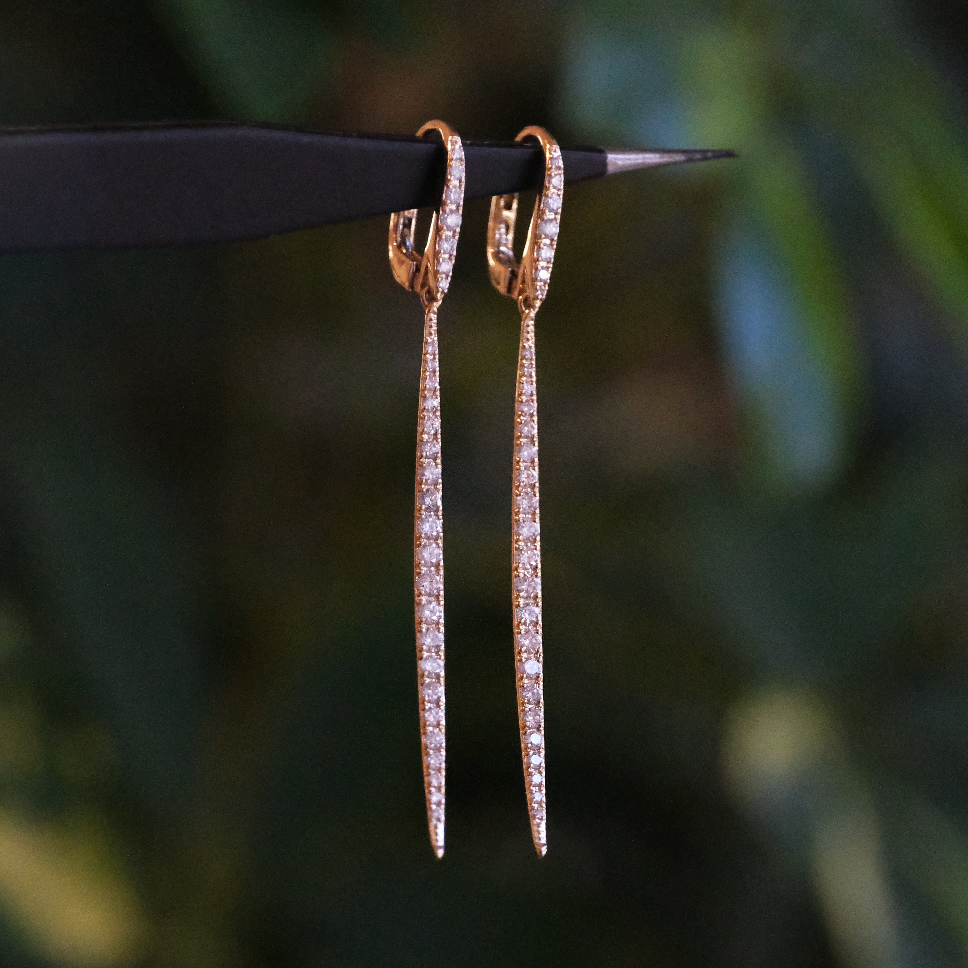 14k + Natural Diamond Sabre Earrings