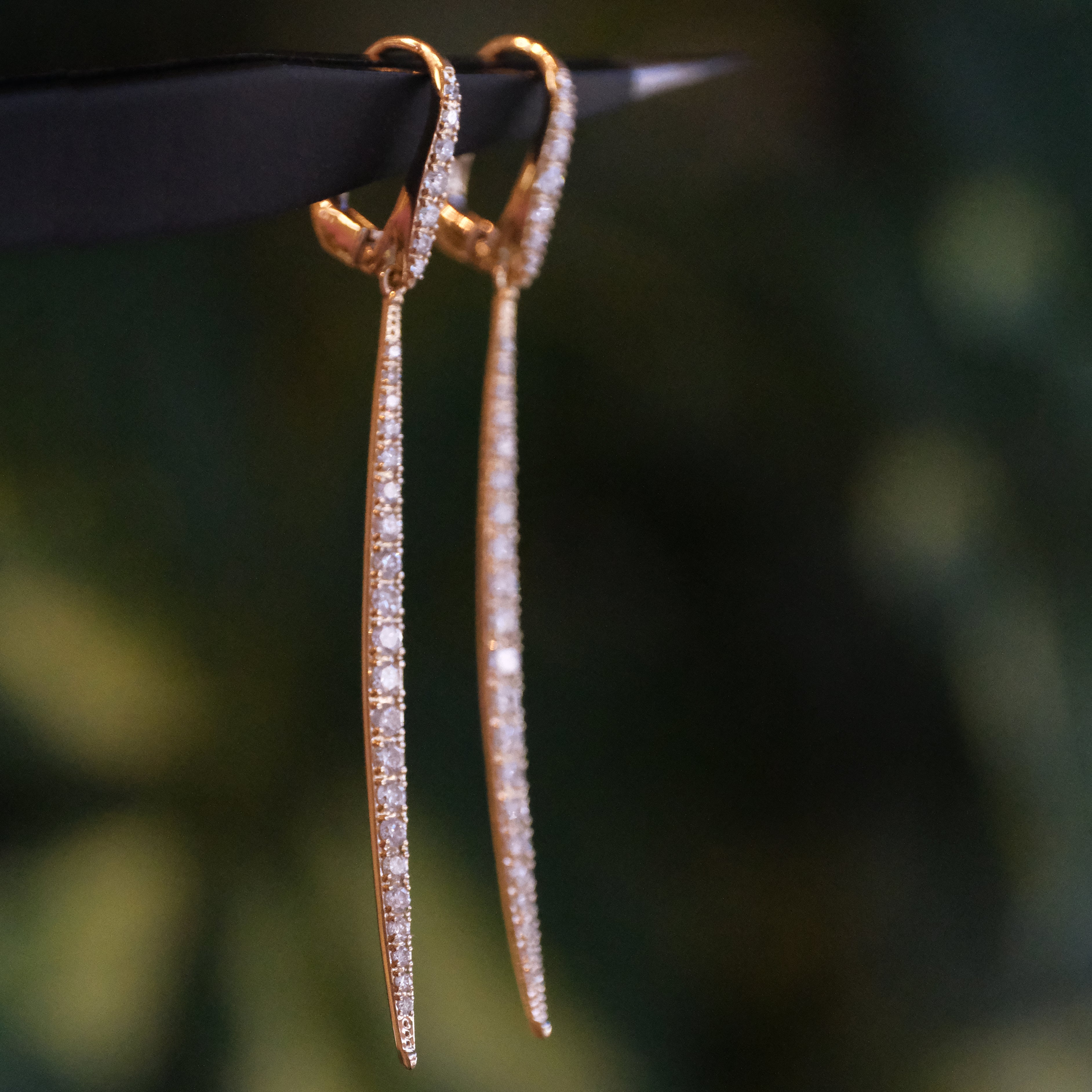 14k + Natural Diamond Sabre Earrings