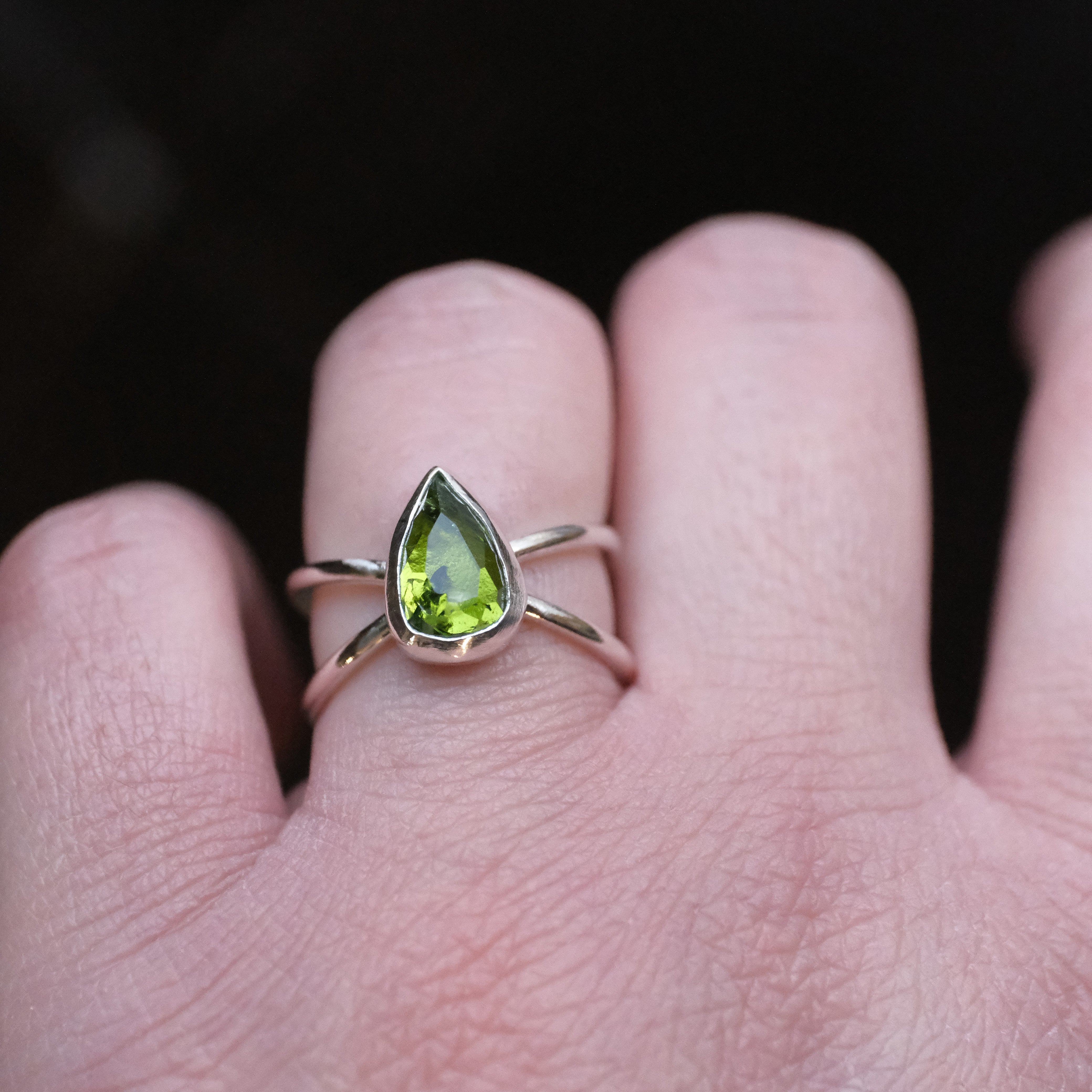 Green Tourmaline Atom Ring (Size 6) - One of a Kind