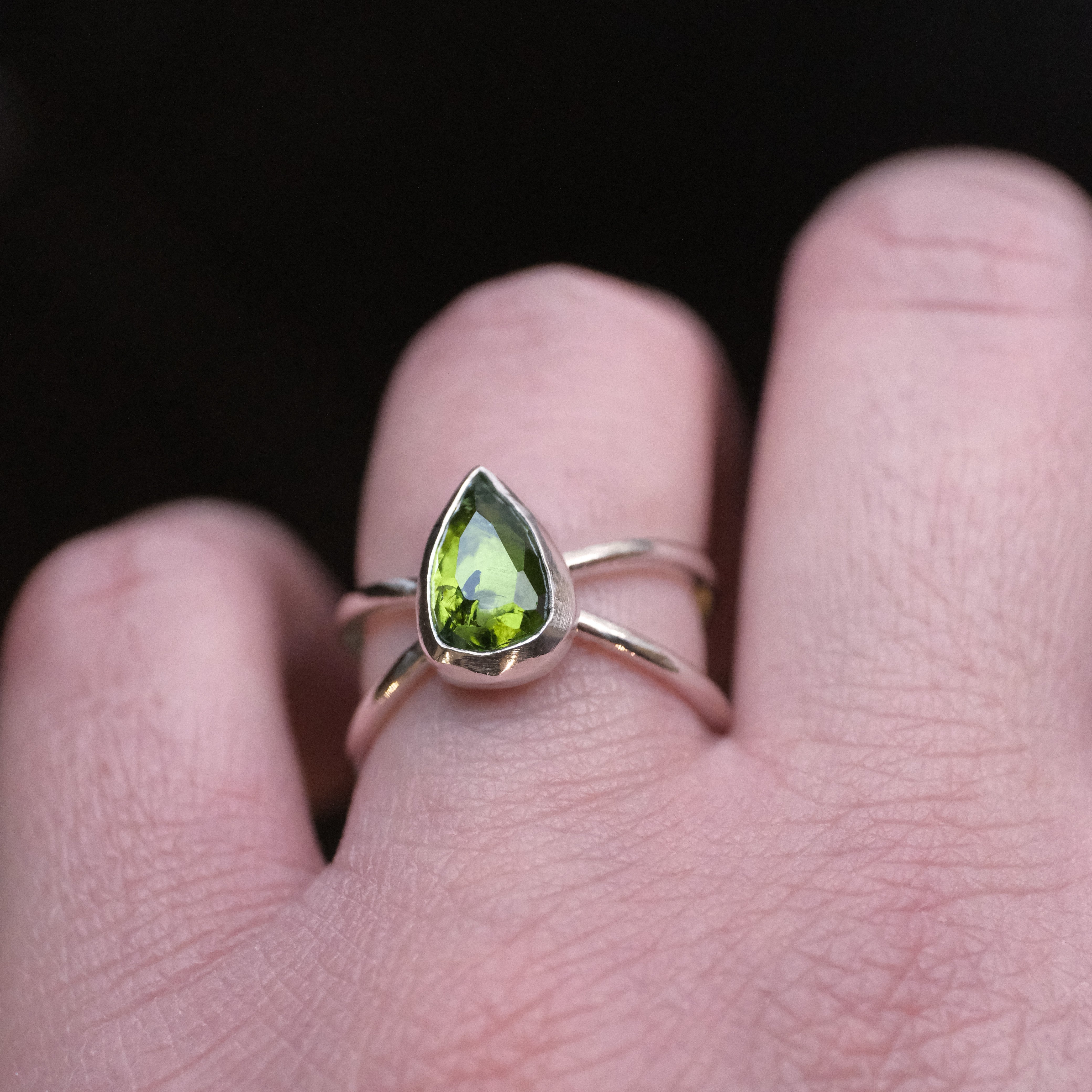 Green Tourmaline Atom Ring (Size 6) - One of a Kind