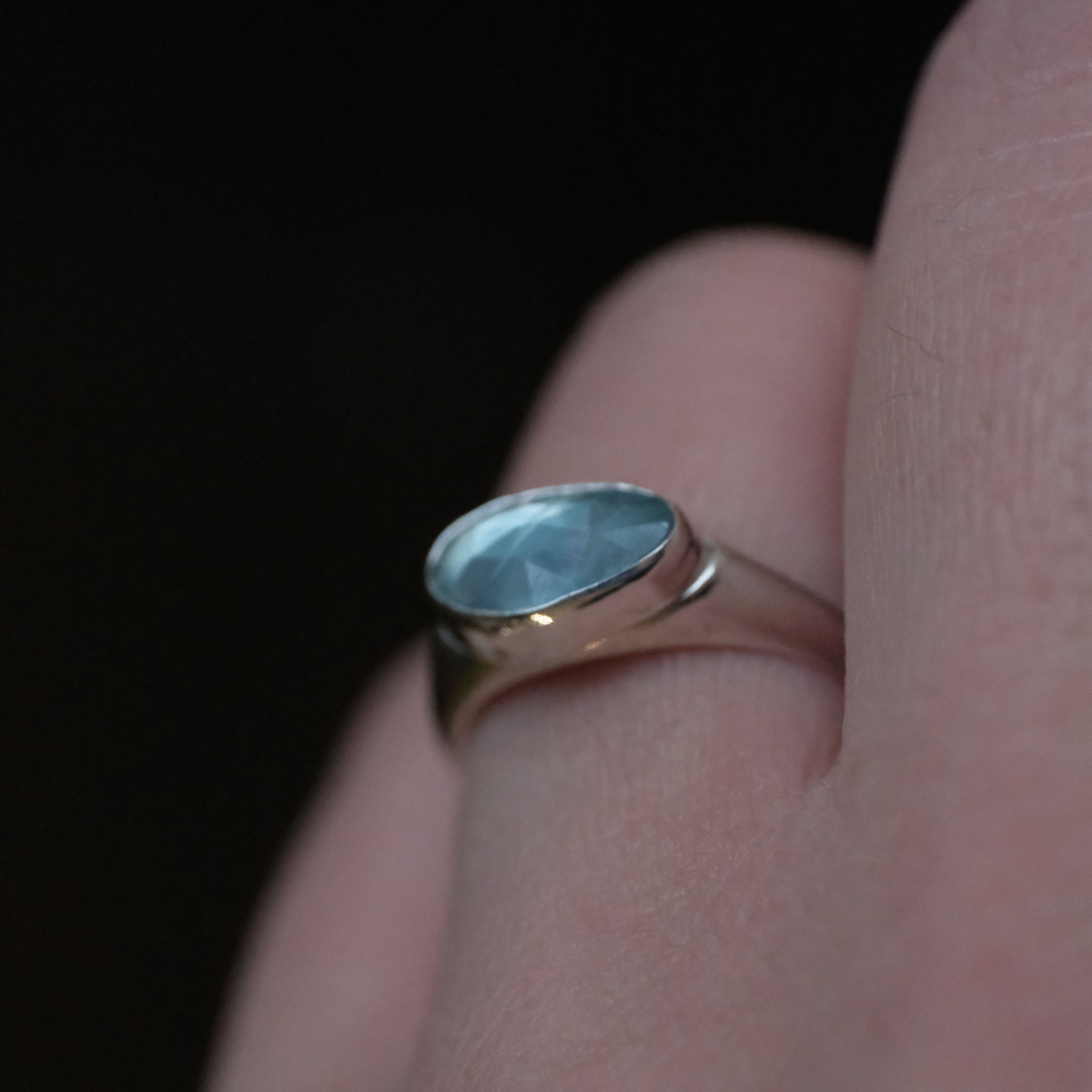 Blue Tourmaline Curve Ring (Size 6) - One of a Kind