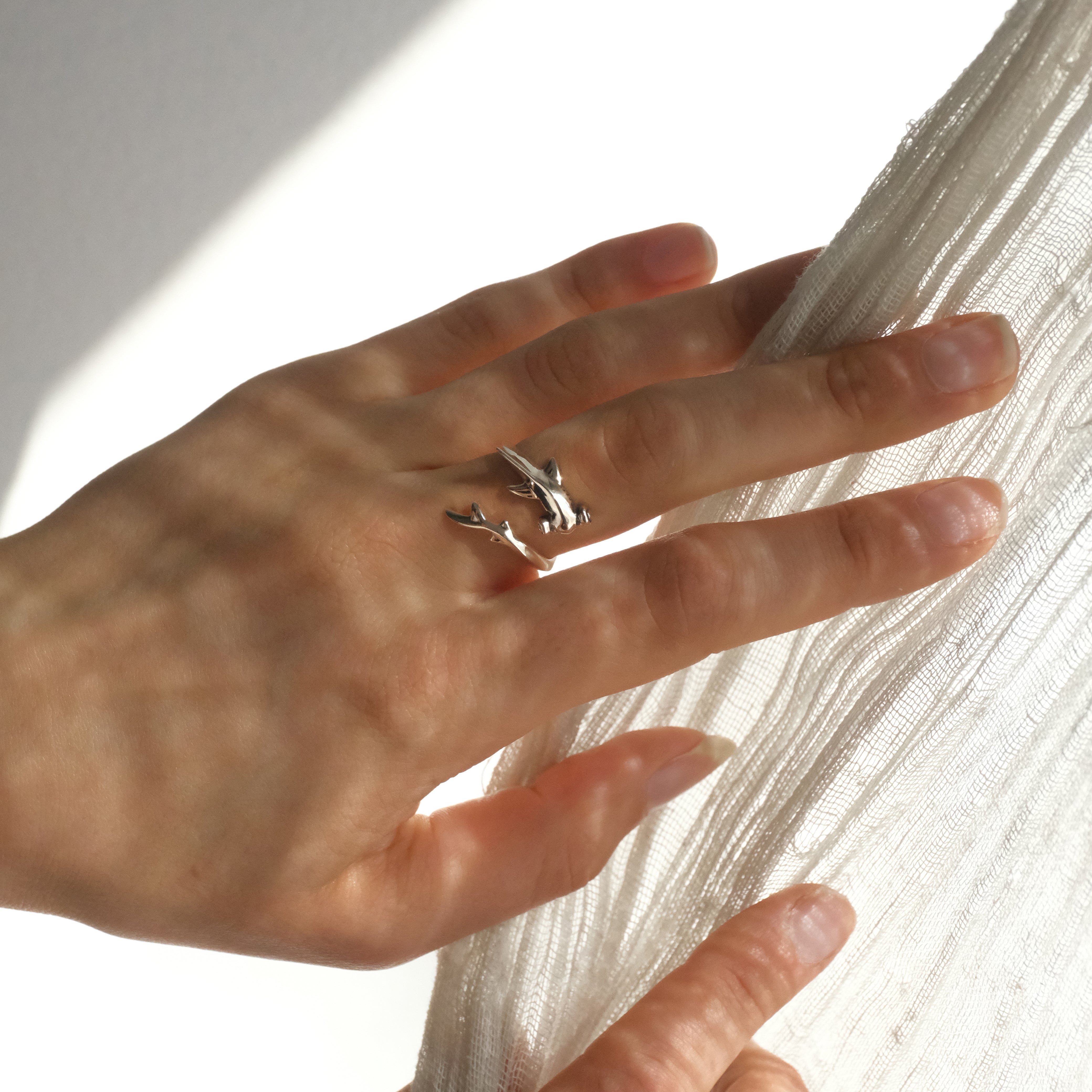 Sterling Hammerhead Shark Ring - Adjustable
