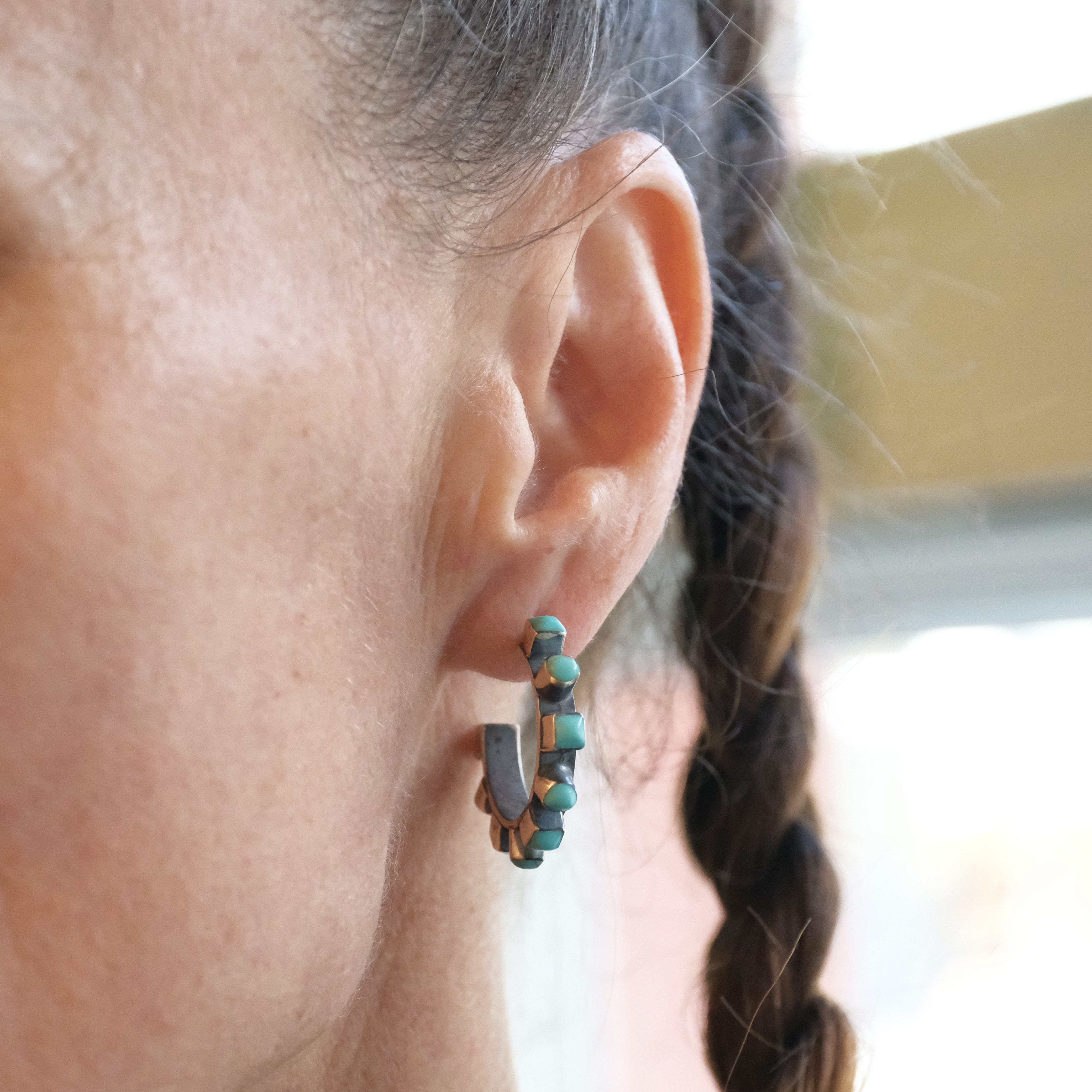 Turquoise + Sterling Fortuna Hoops