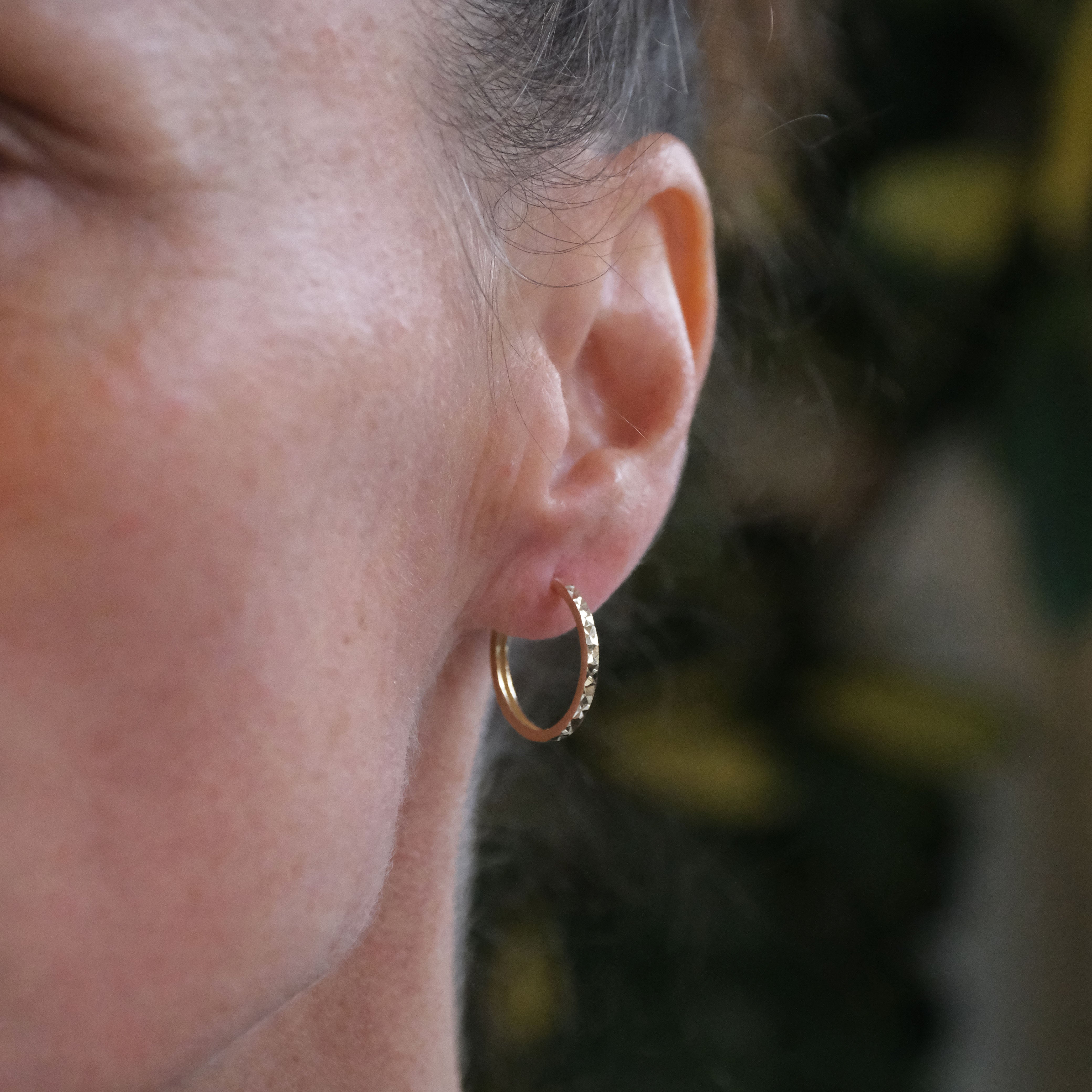 14k Sparkle Hoops