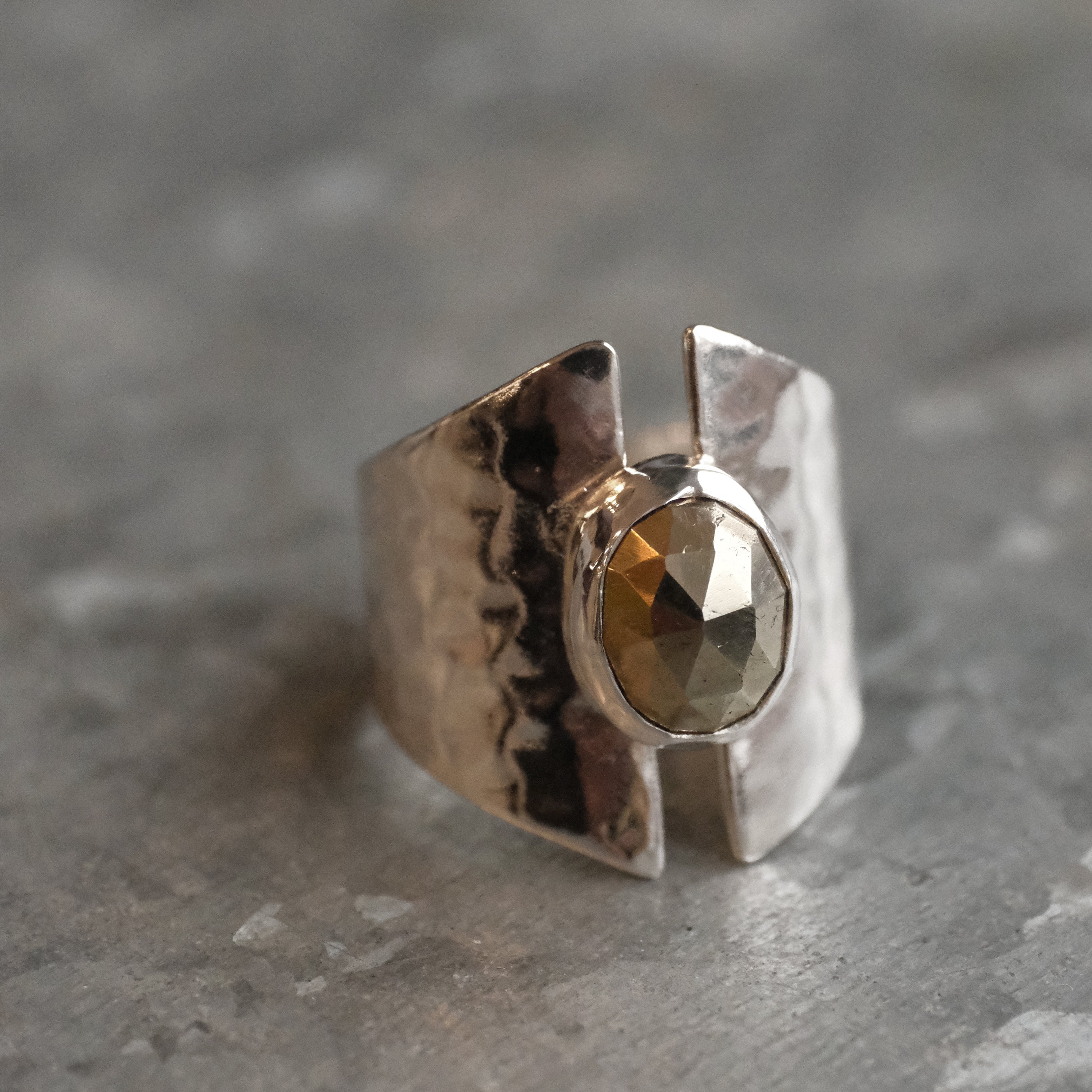 Pyrite Shield Ring (Size 6) - One of a Kind