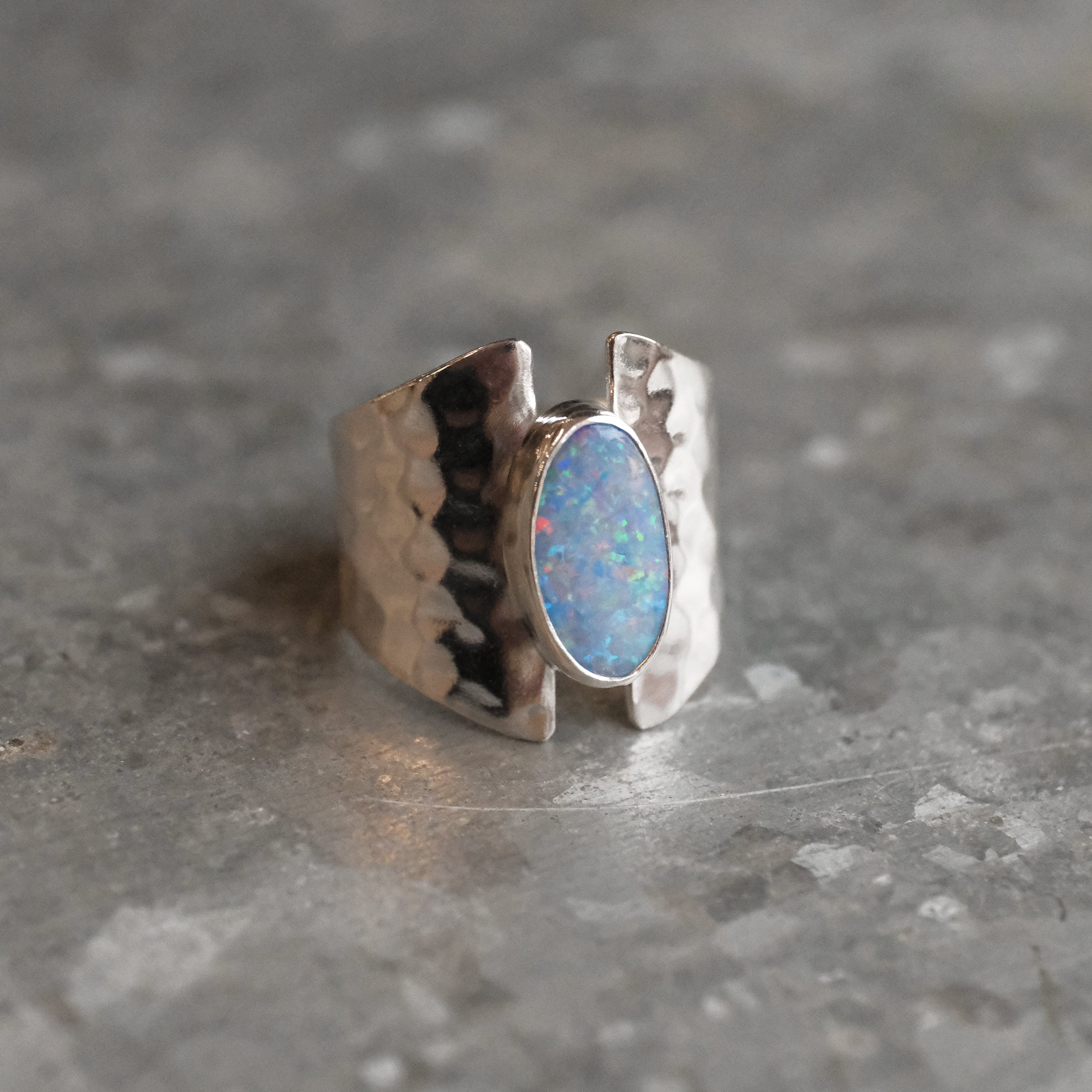 Australian Opal Shield Ring (Size 6.5) - One of a Kind