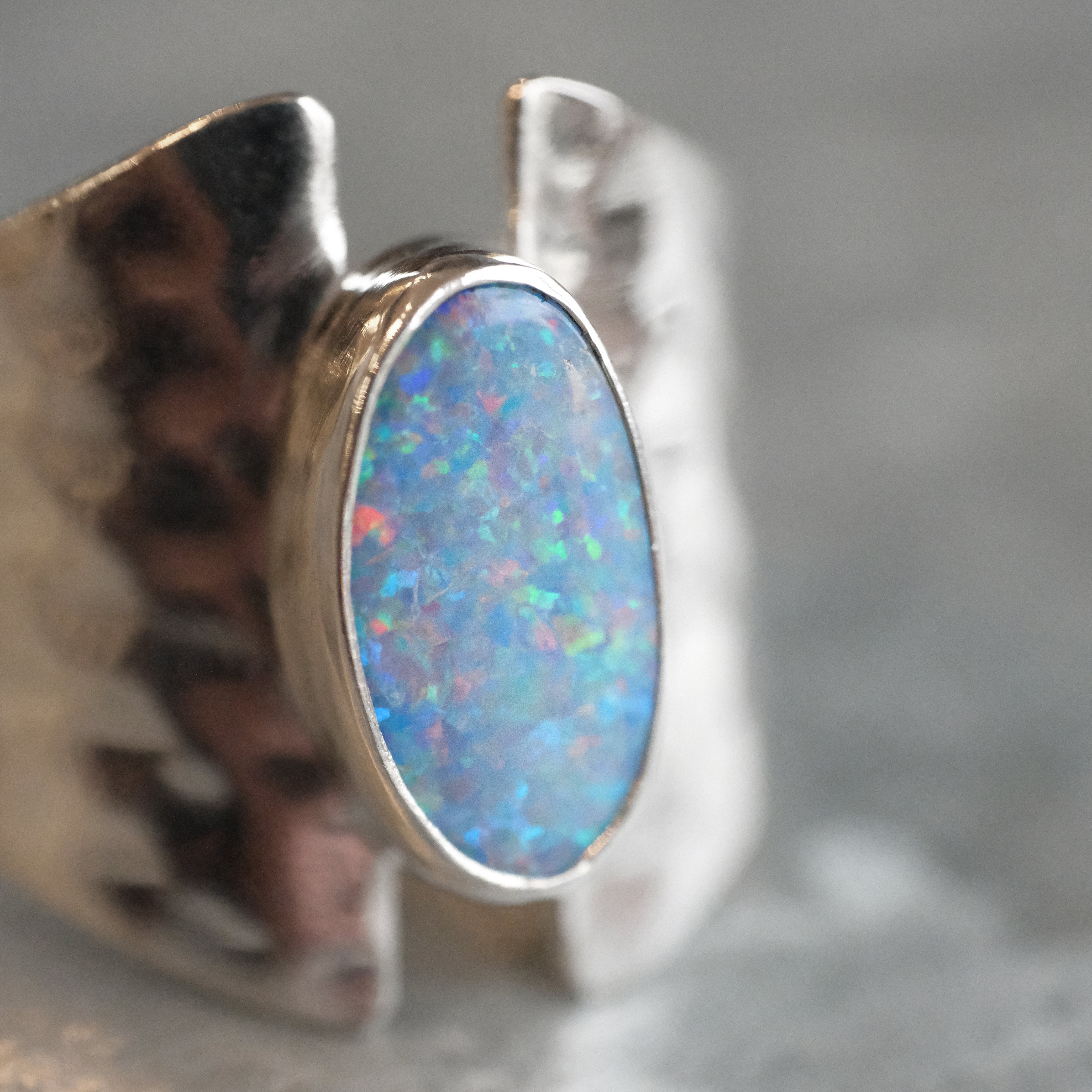 Australian Opal Shield Ring (Size 6.5) - One of a Kind