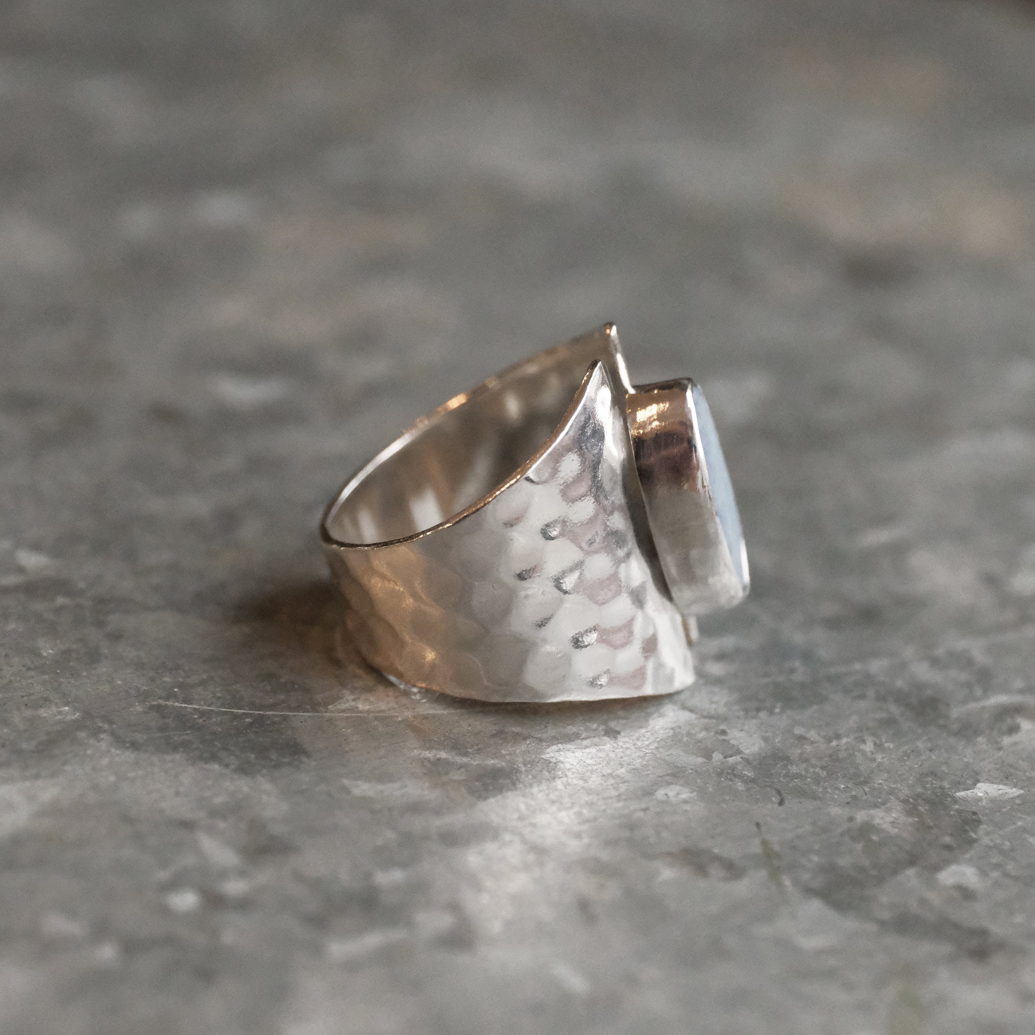 Australian Opal Shield Ring (Size 6.5) - One of a Kind