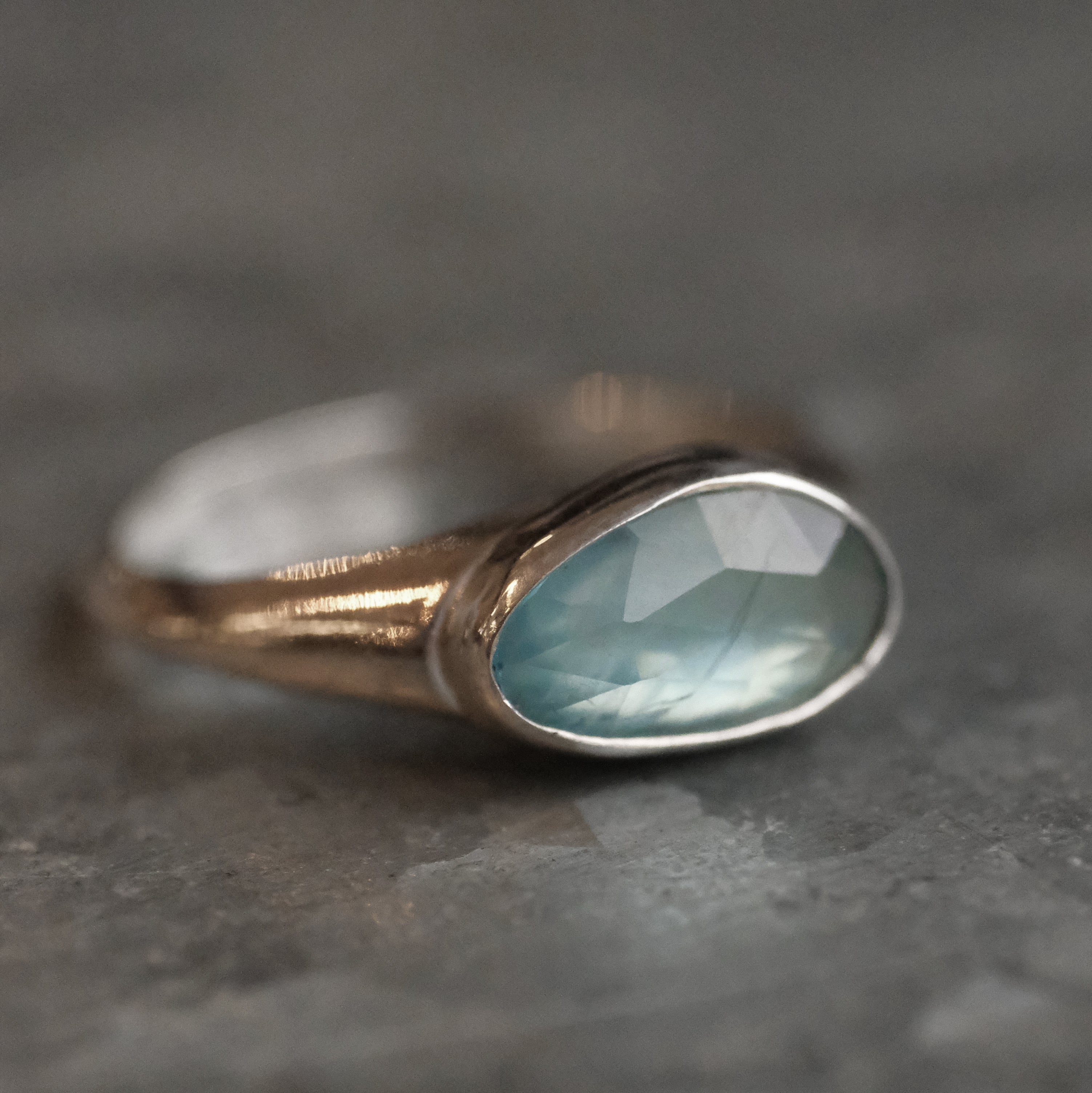 Blue Tourmaline Curve Ring (Size 6) - One of a Kind