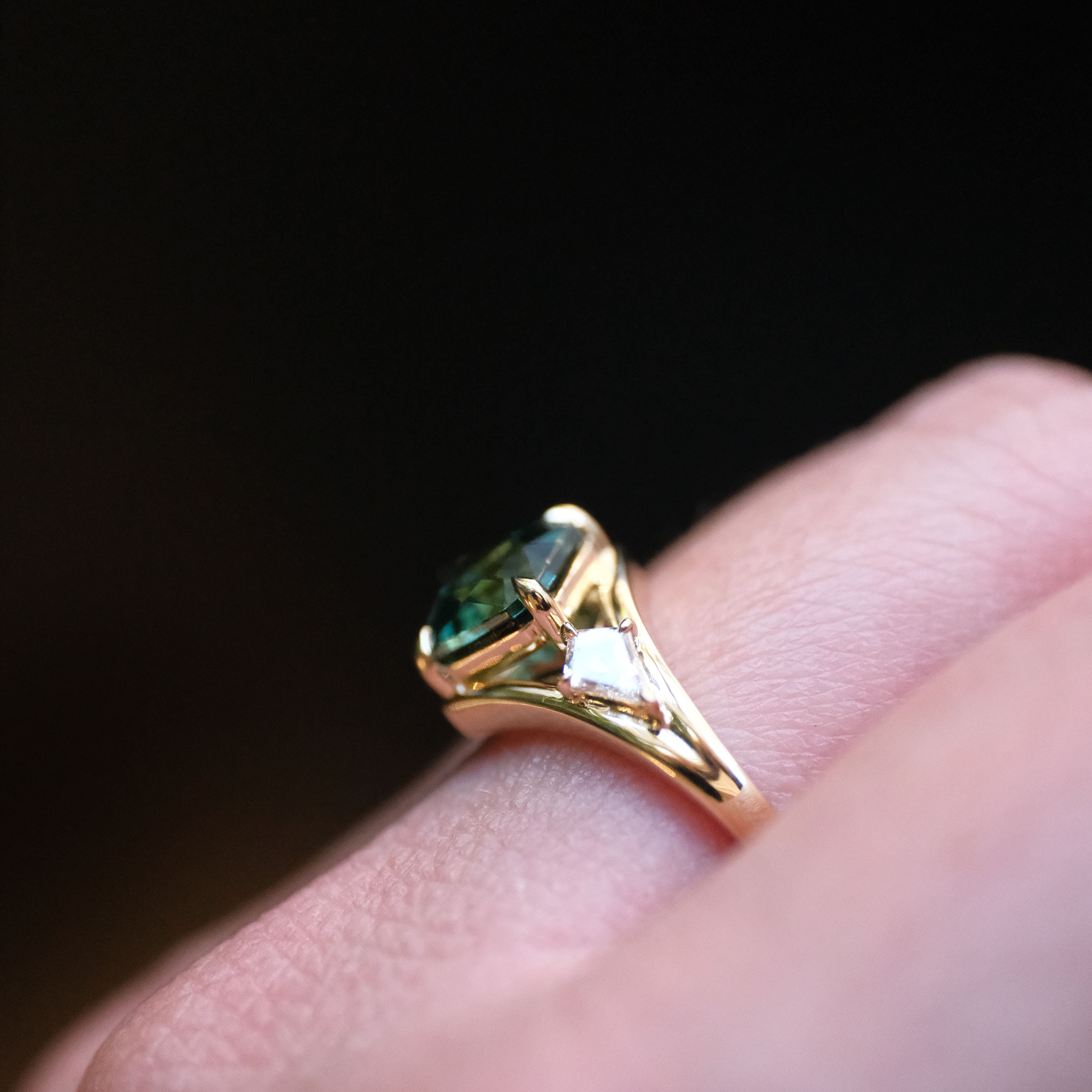 14k Green Tourmaline + Natural Diamond Ardara Ring