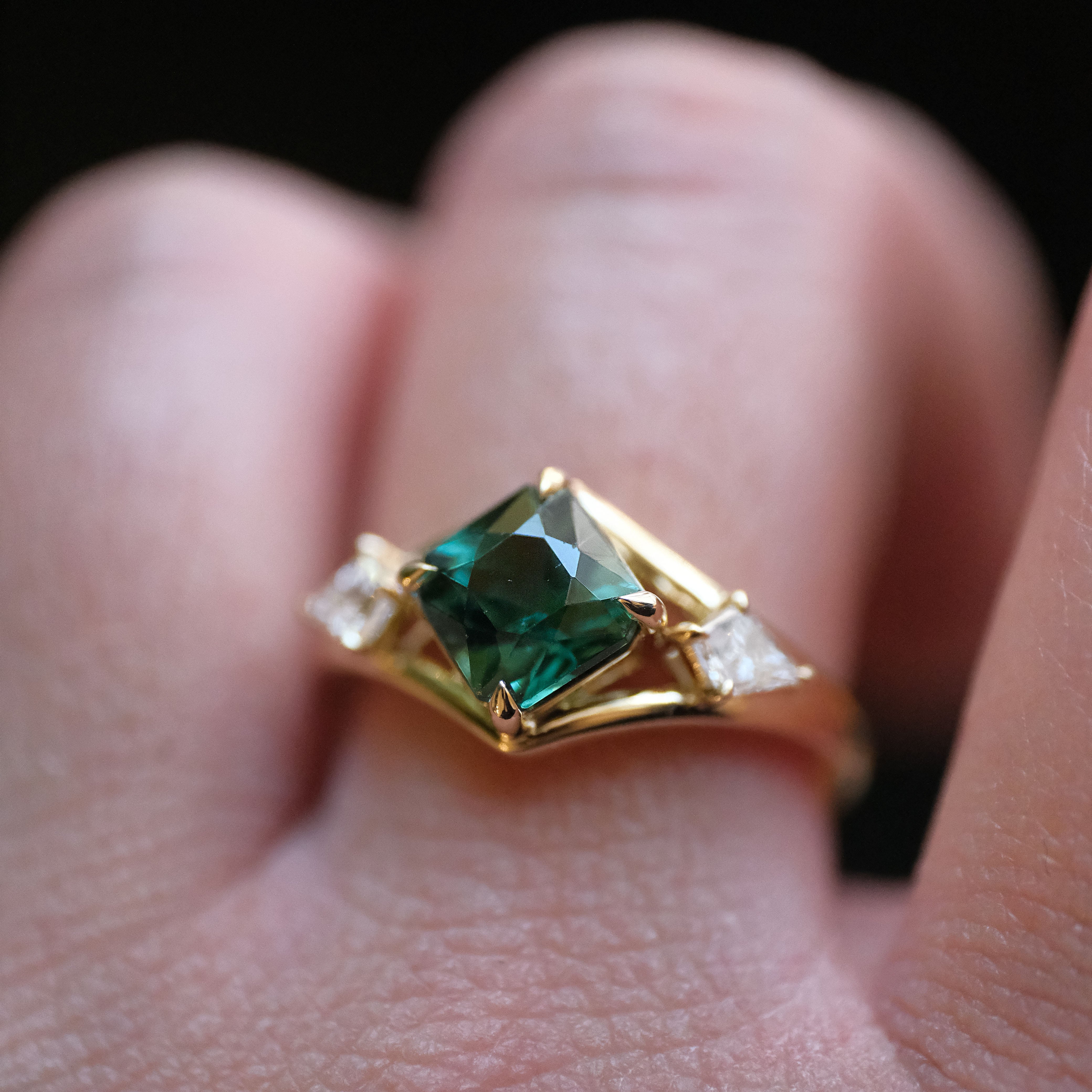 14k Green Tourmaline + Natural Diamond Ardara Ring