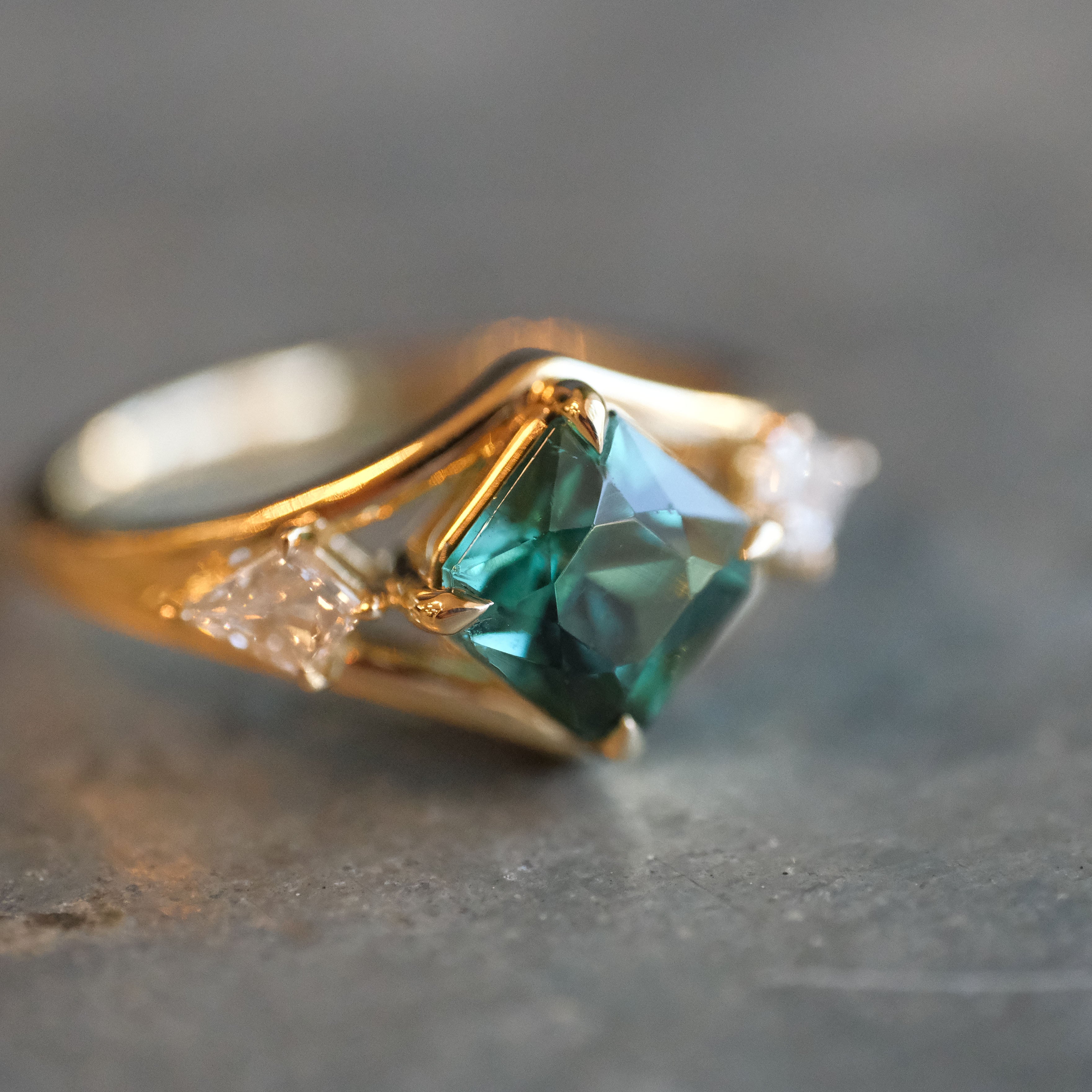 14k Green Tourmaline + Natural Diamond Ardara Ring
