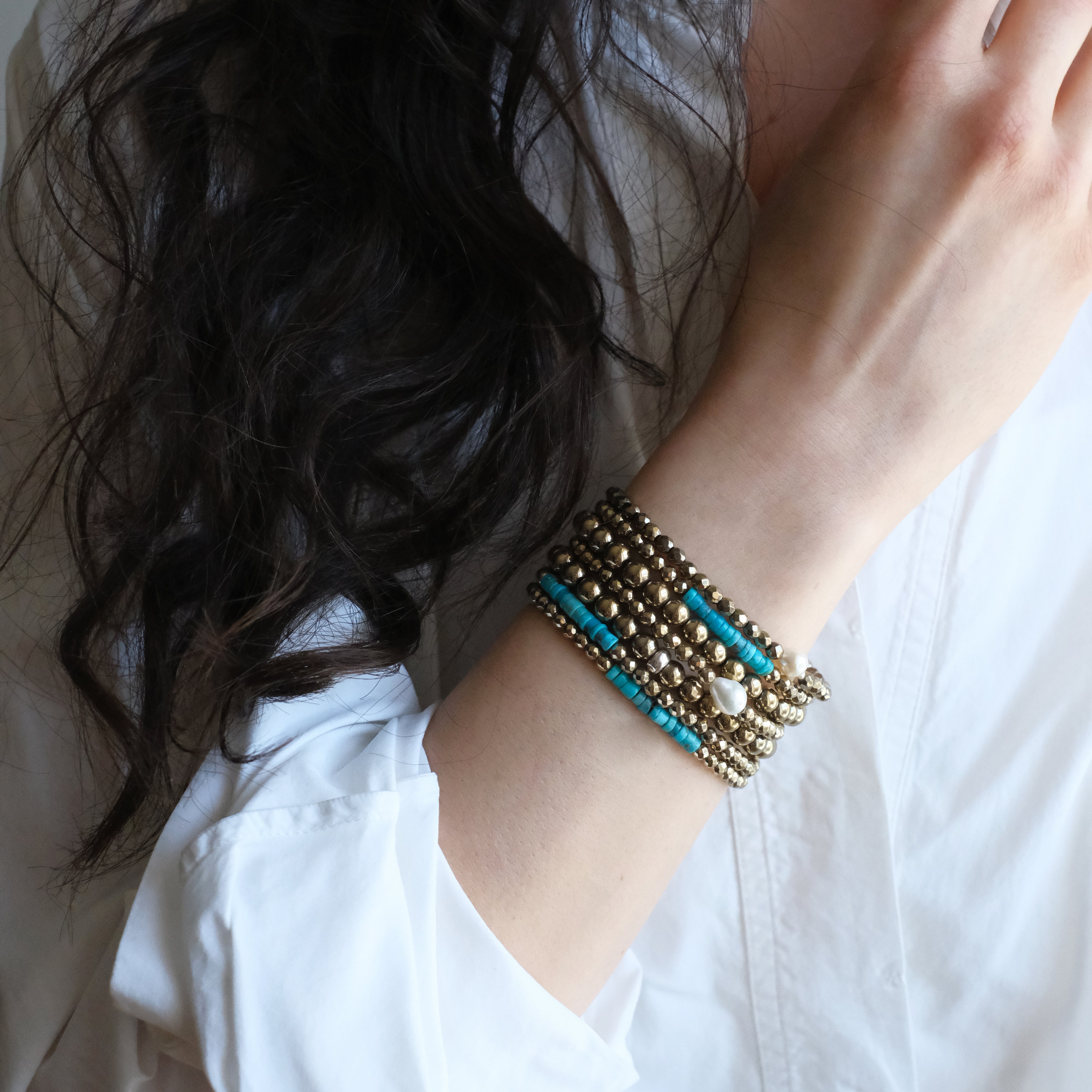 Dez Pyrite + Pearl Bracelet