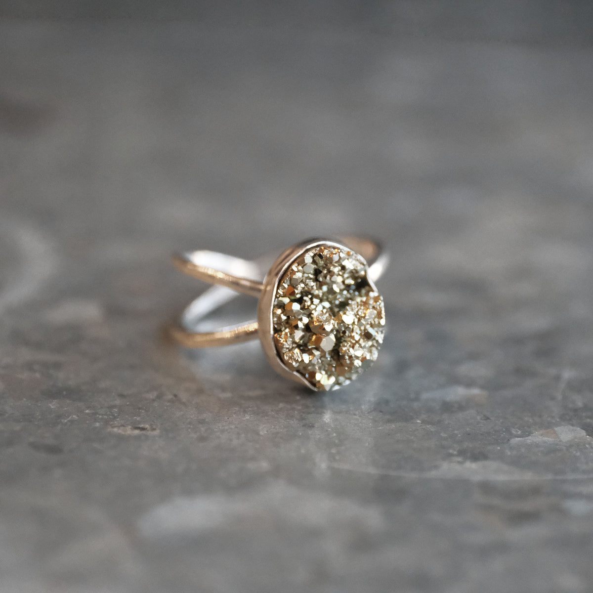 Pyrite Atom Ring (Size 8) - One of a Kind