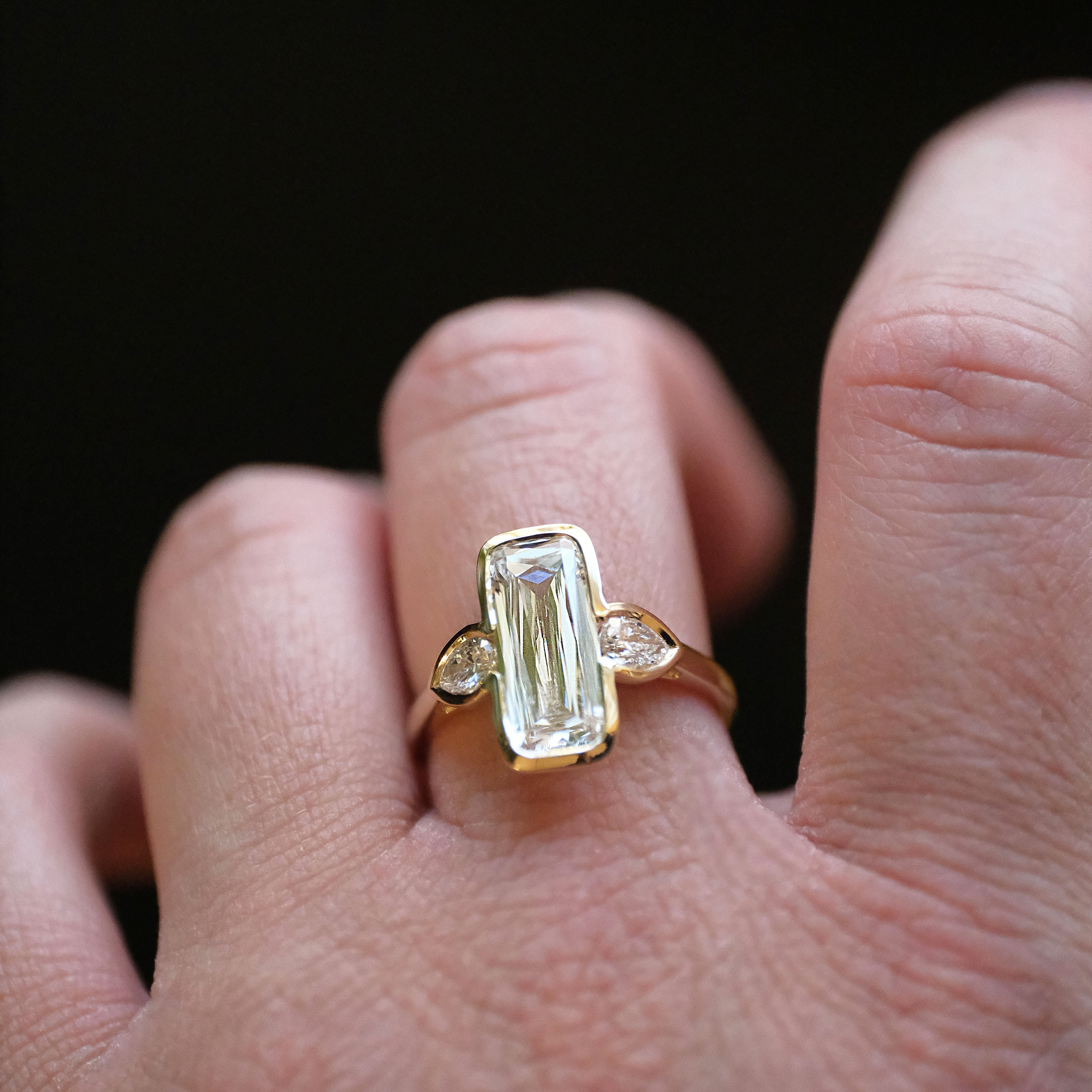 14k + Lab Diamond Ashoka Ring