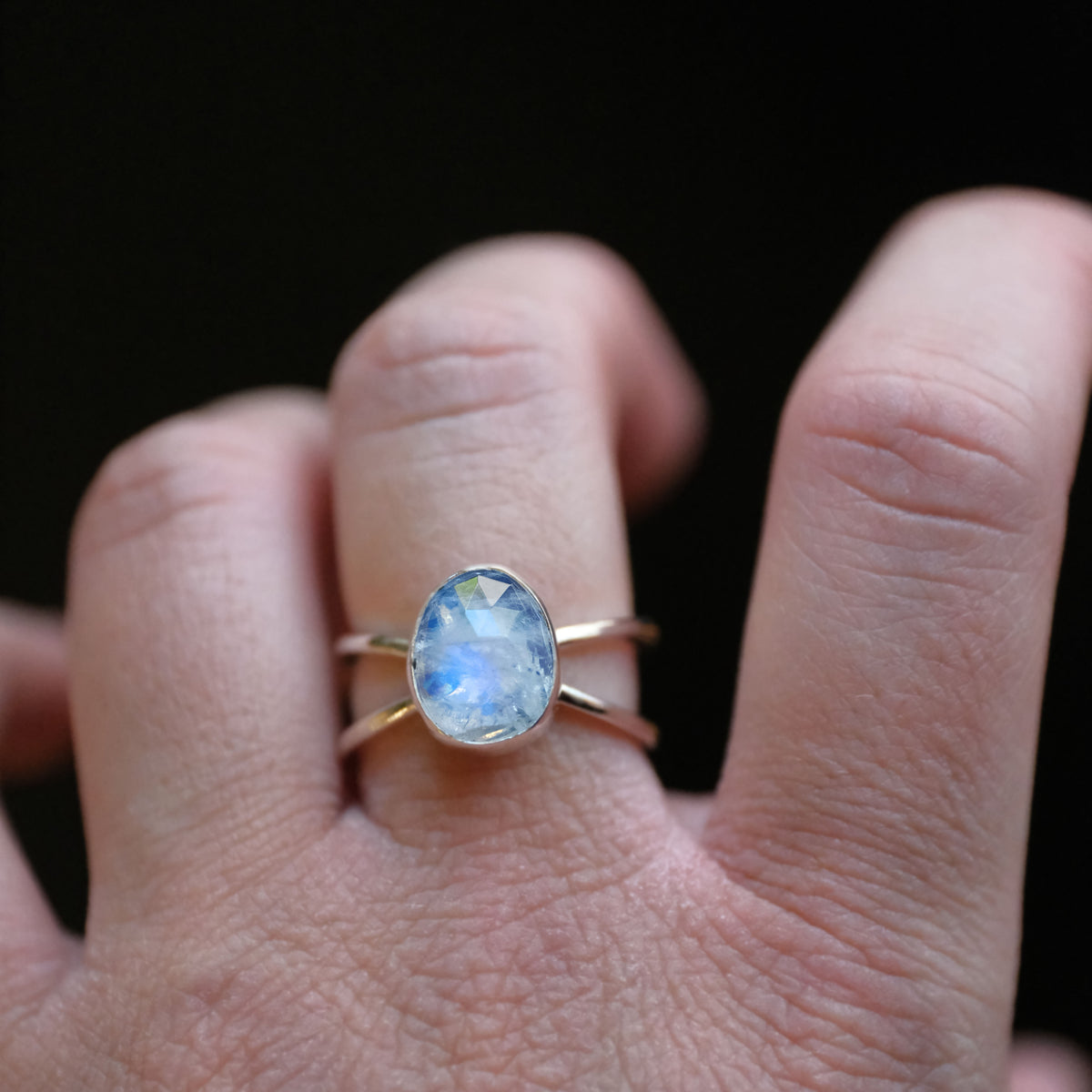 Moonstone Atom Ring (Size 7) - One of a Kind