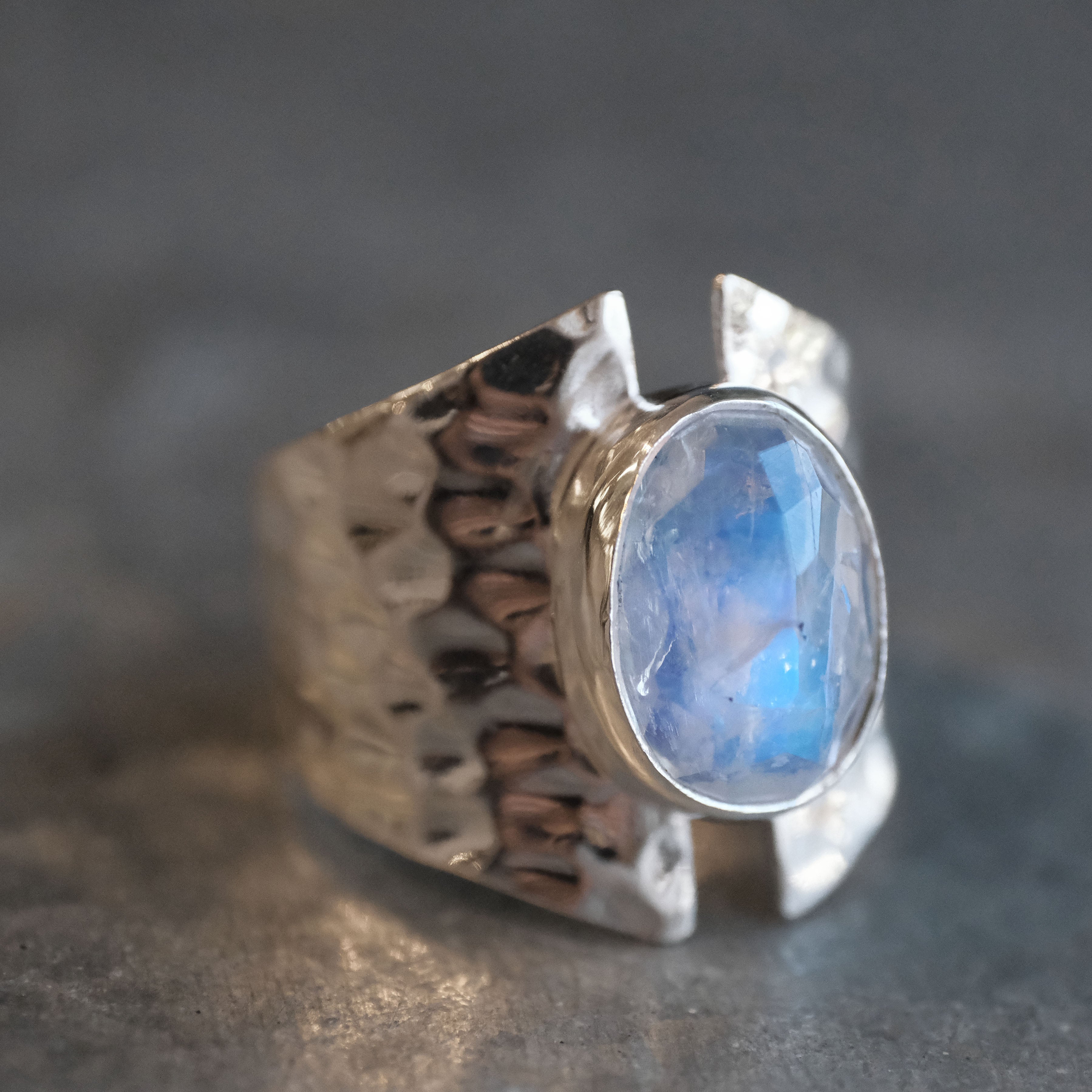 Moonstone Shield Ring (Size 8.5) - One of a Kind