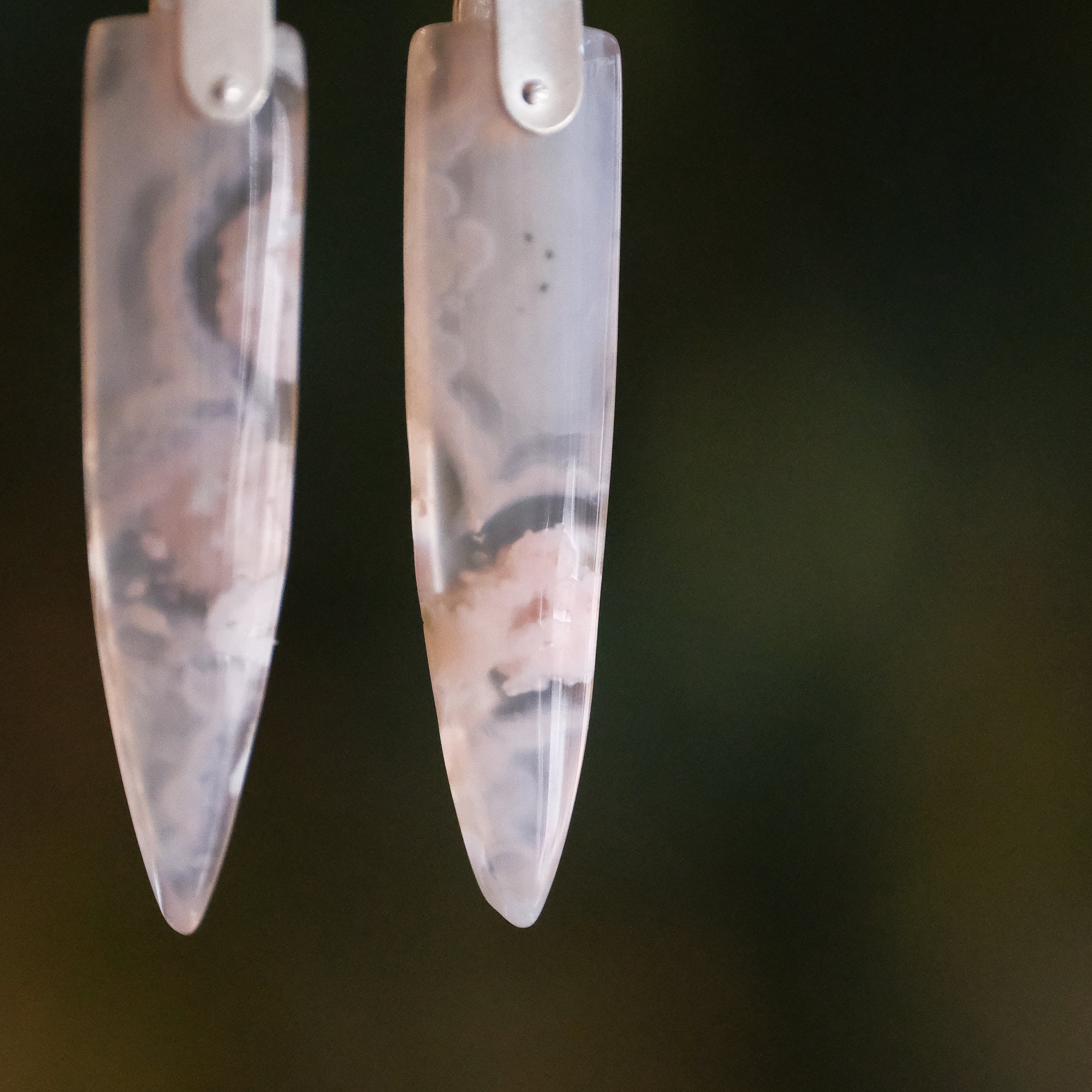 Cherry Blossom Agate Saddle Huggers - One of a Kind