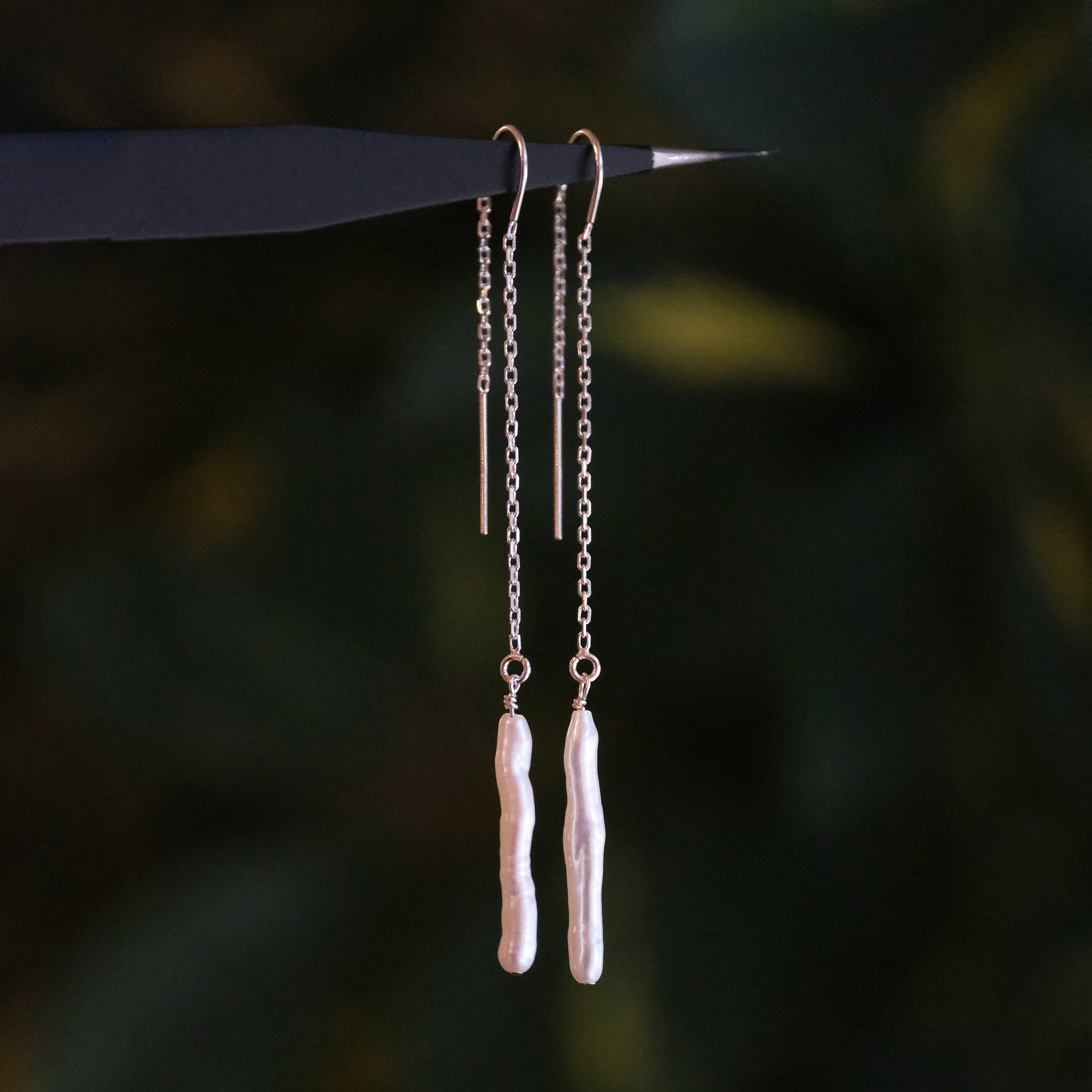 Freshwater Pearl + Sterling Linea Earrings