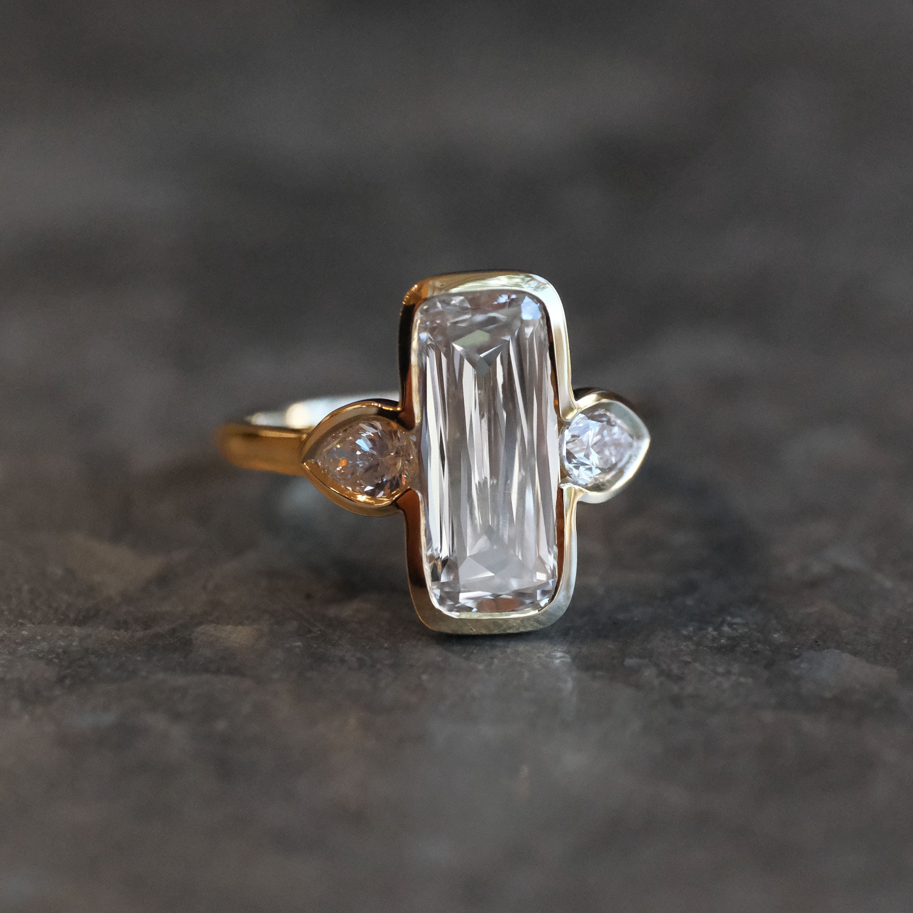 14k + Lab Diamond Ashoka Ring