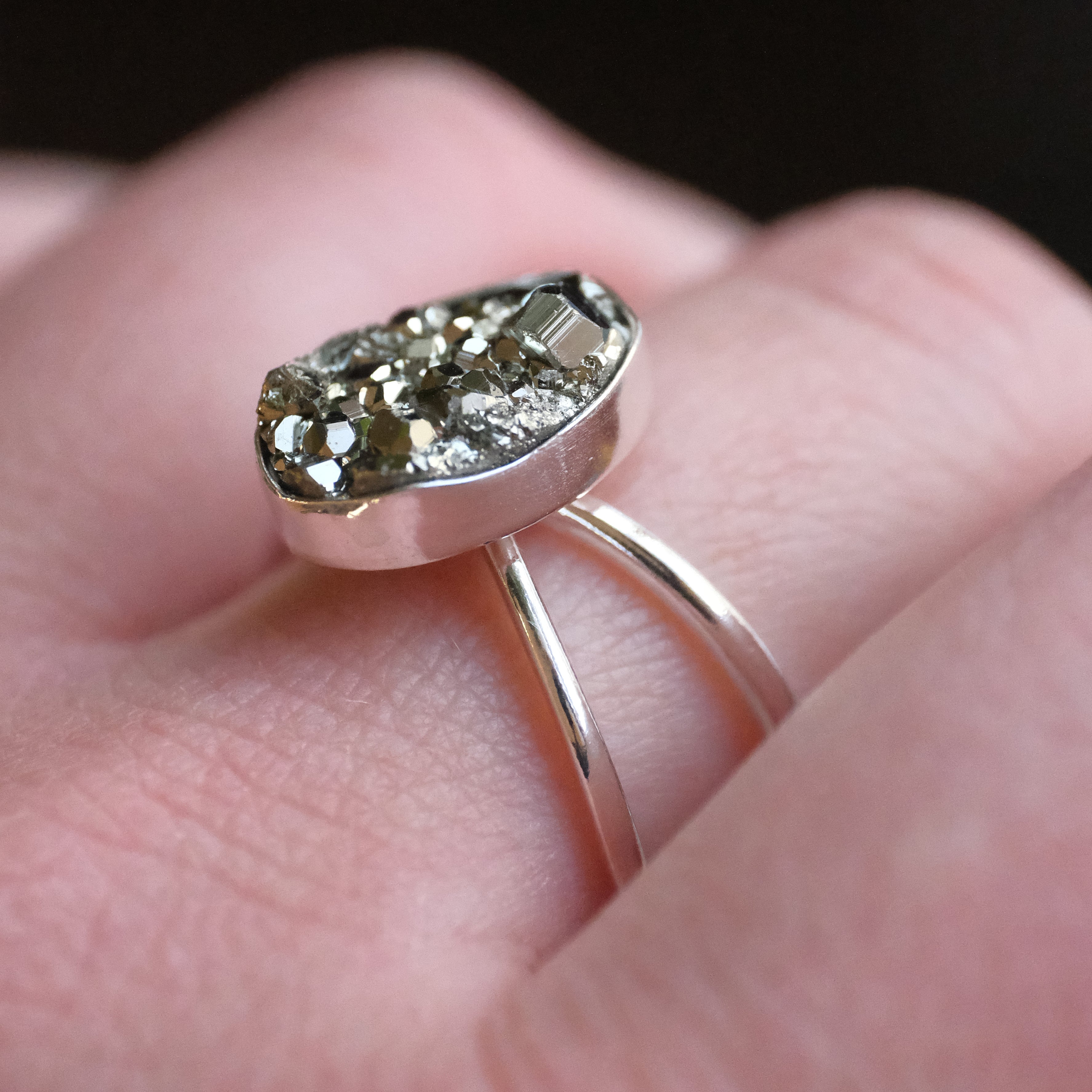 Pyrite Atom Ring (Size 8) - One of a Kind