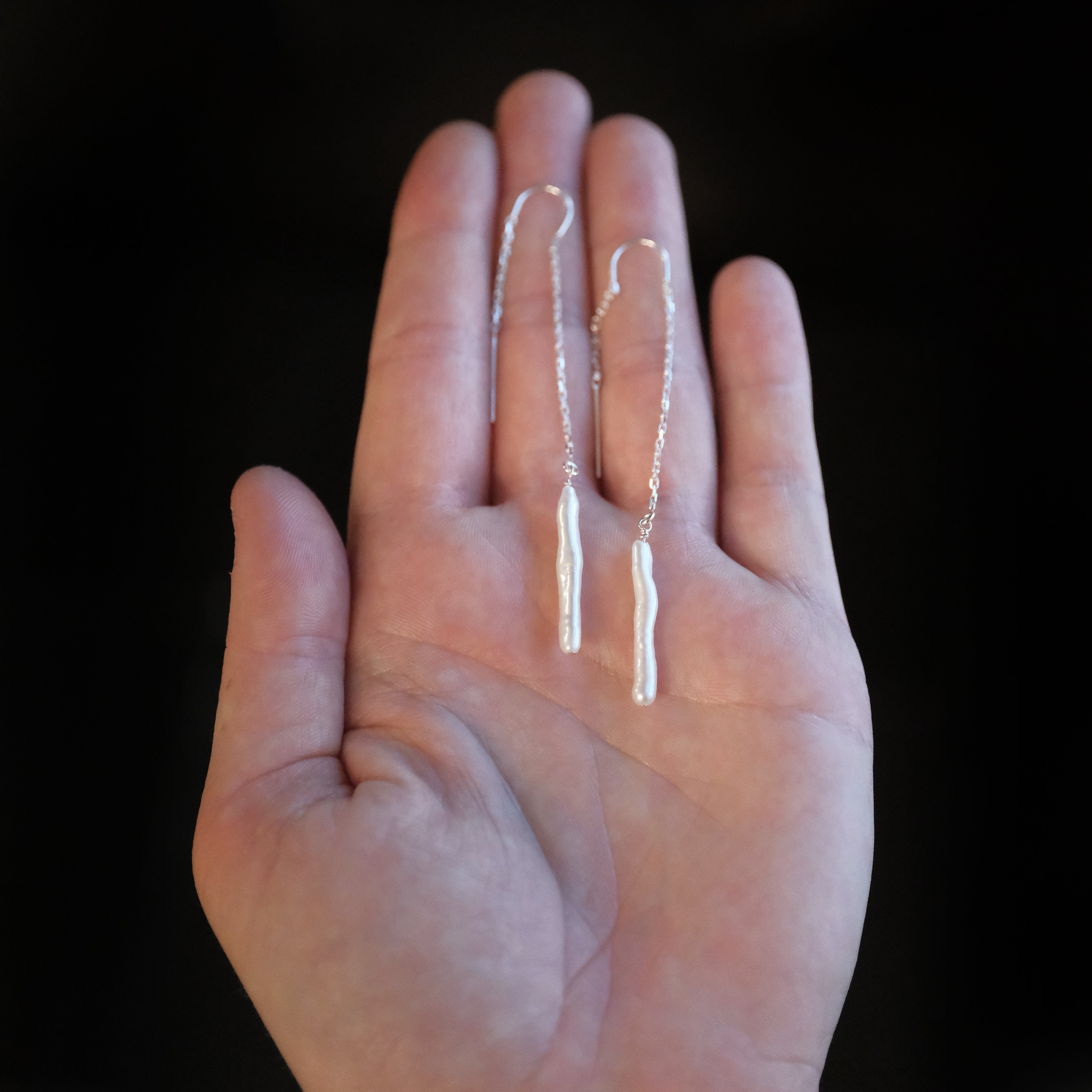 Freshwater Pearl + Sterling Linea Earrings