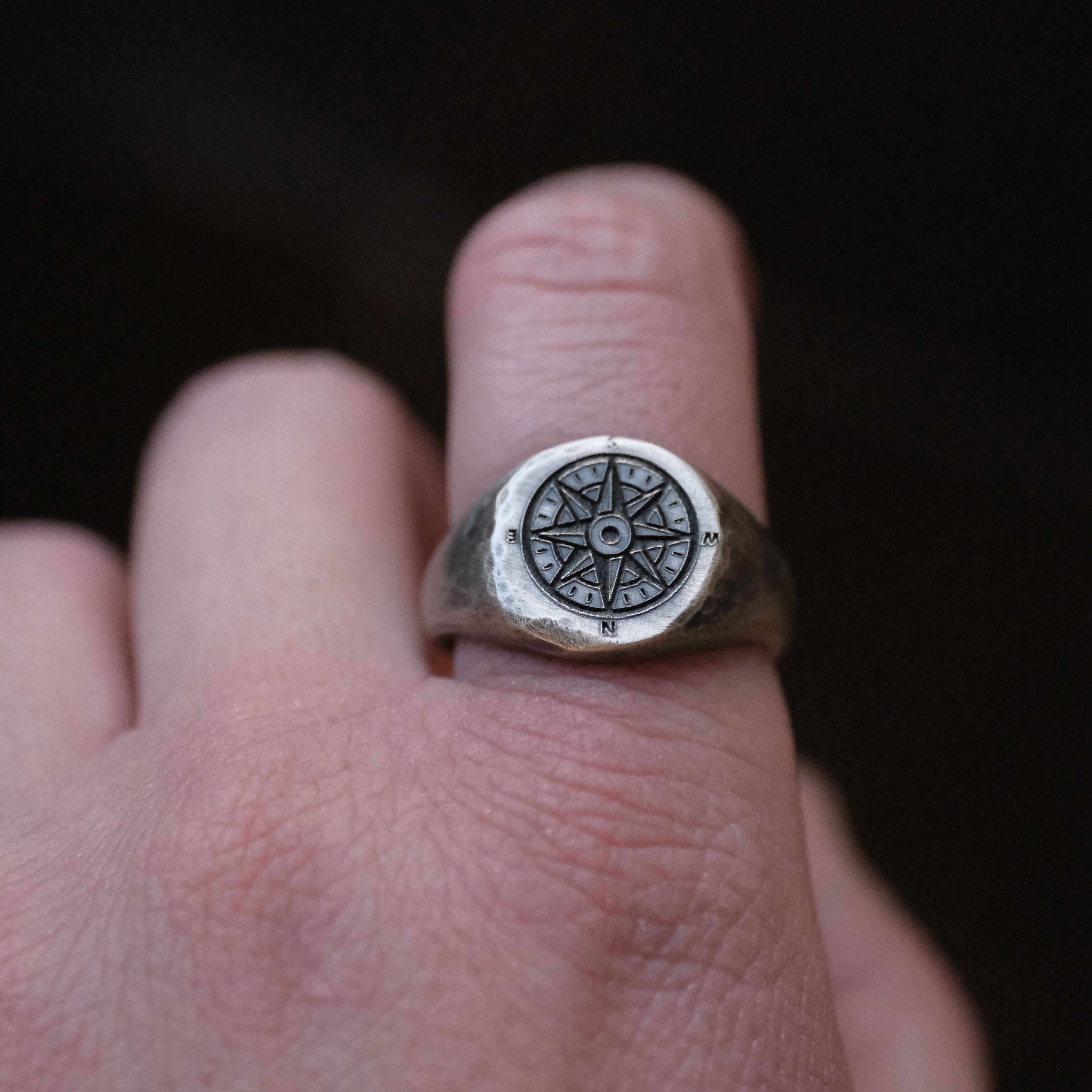 Sterling Compass Ring (Size 10)