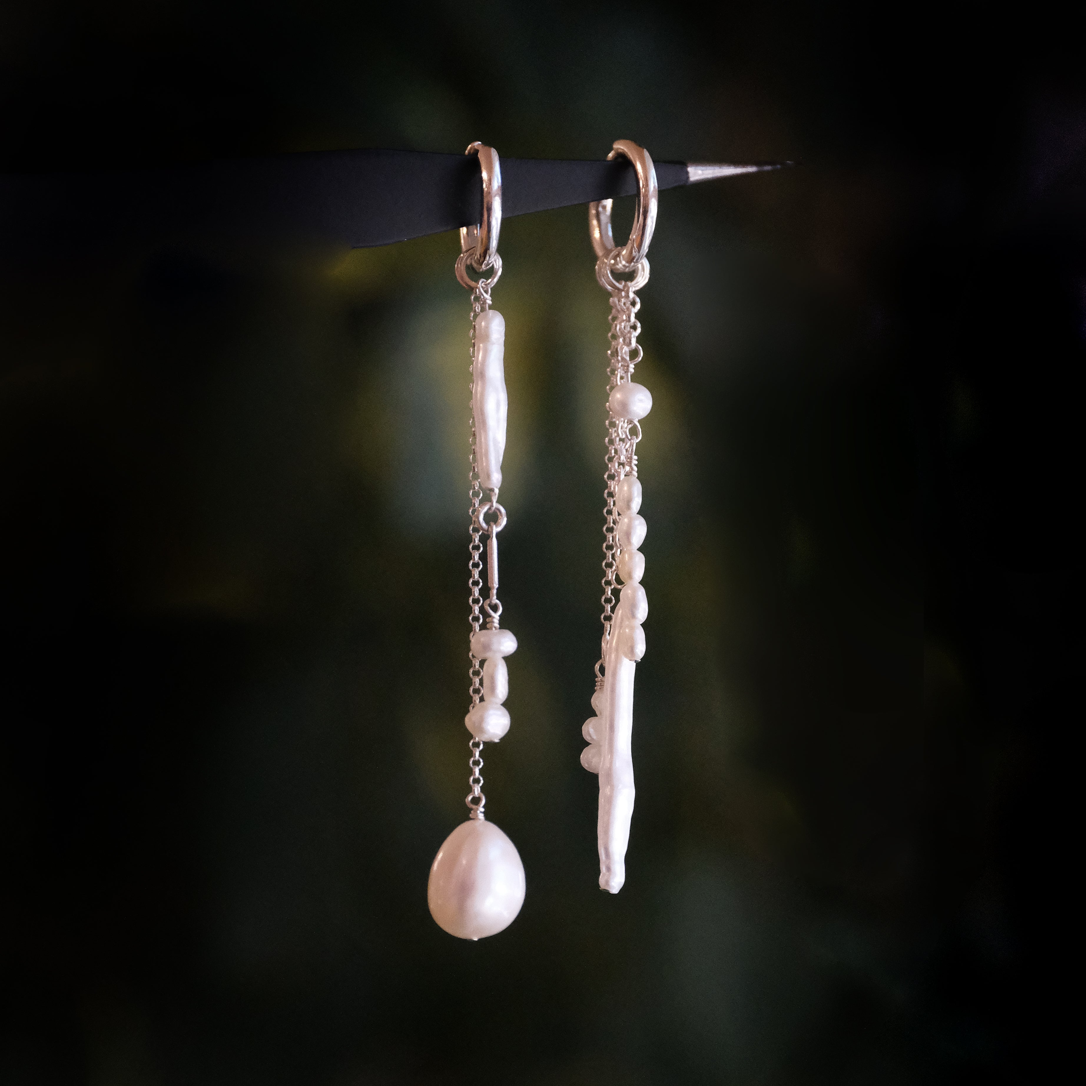 Freshwater Pearl + Sterling Flow Earrings - One of a Kind