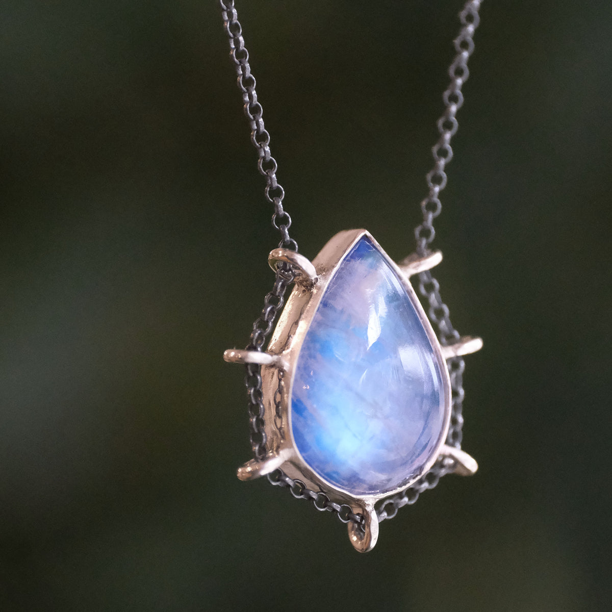 Rainbow Moonstone Path Necklace - One of a Kind