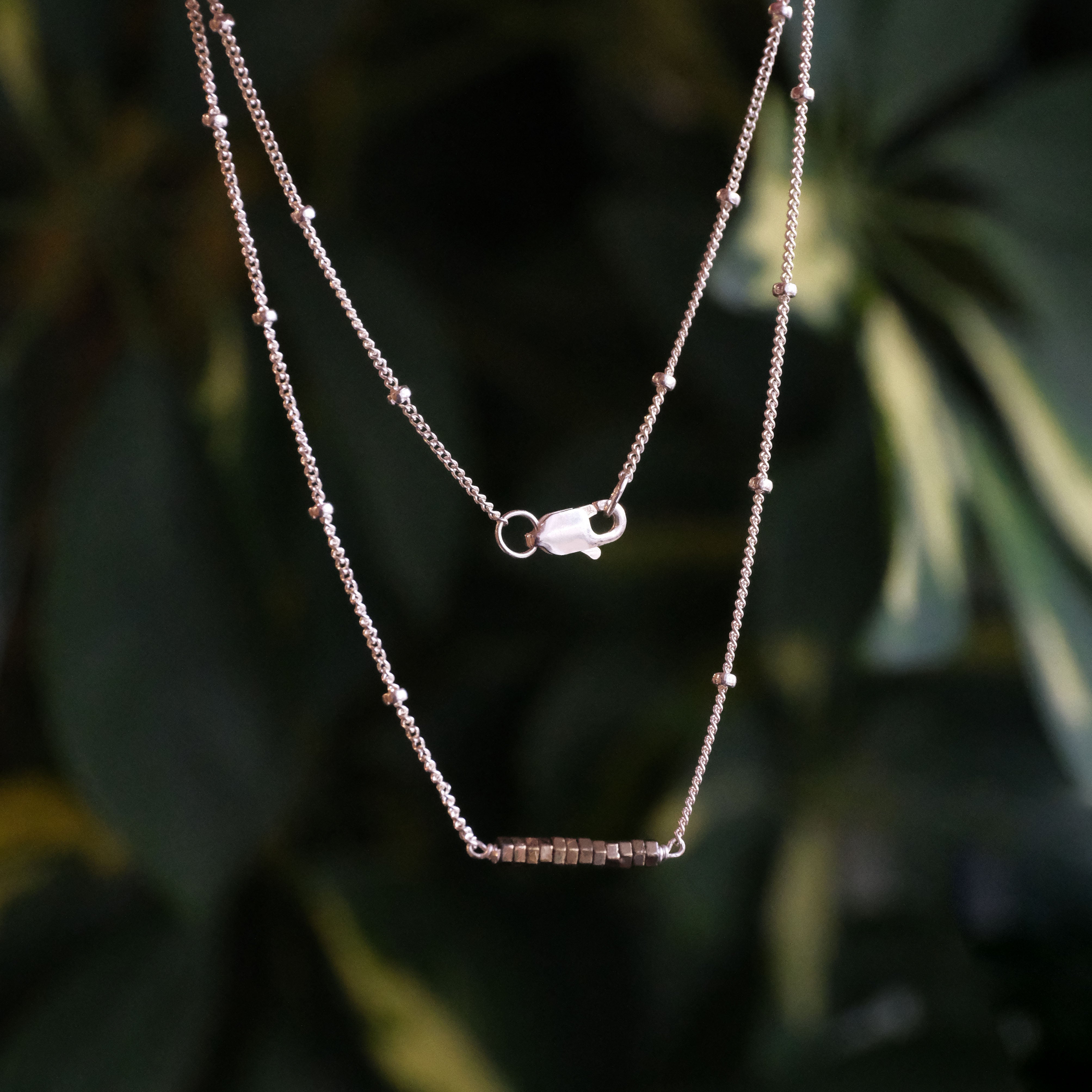 Pyrite + Sterling Inchworm Necklace