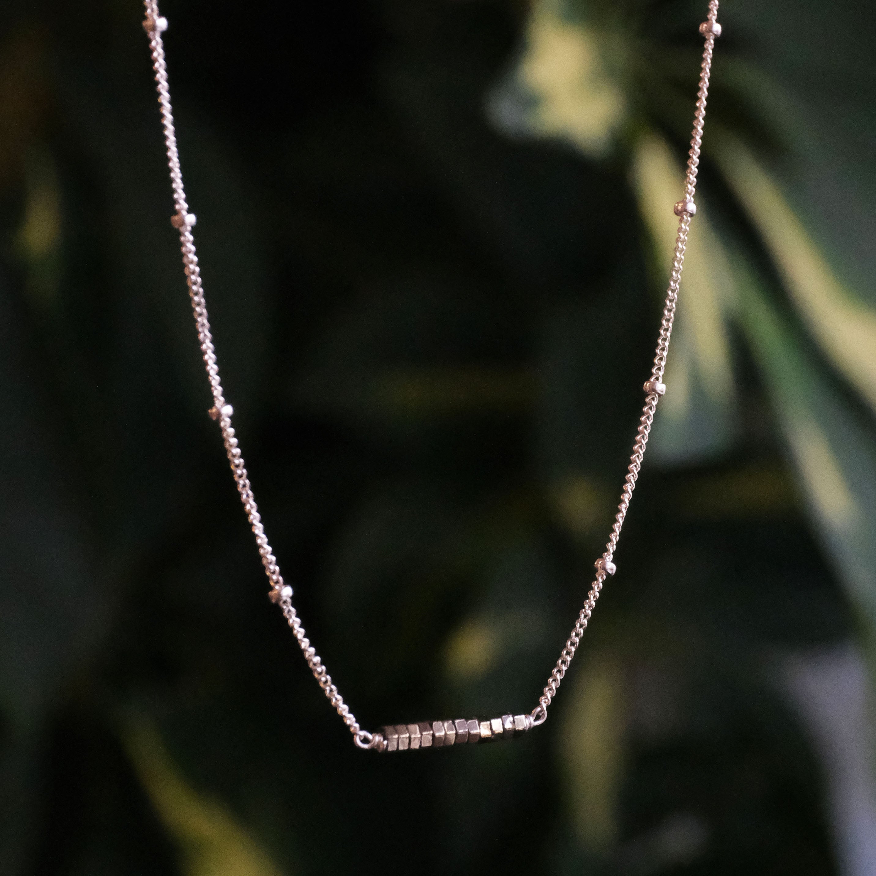 Pyrite + Sterling Inchworm Necklace