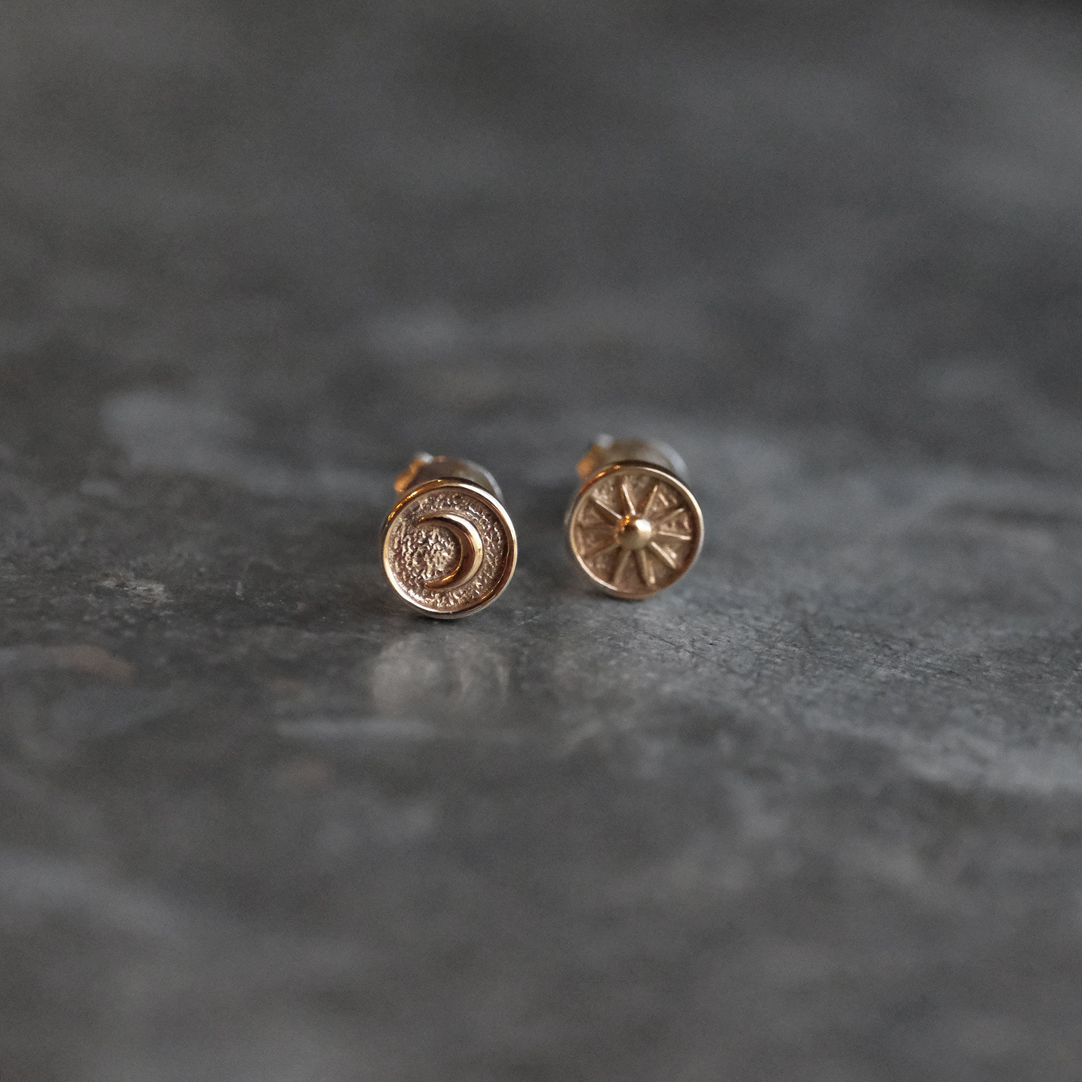 Bronze + Sterling Moon and Sun Studs