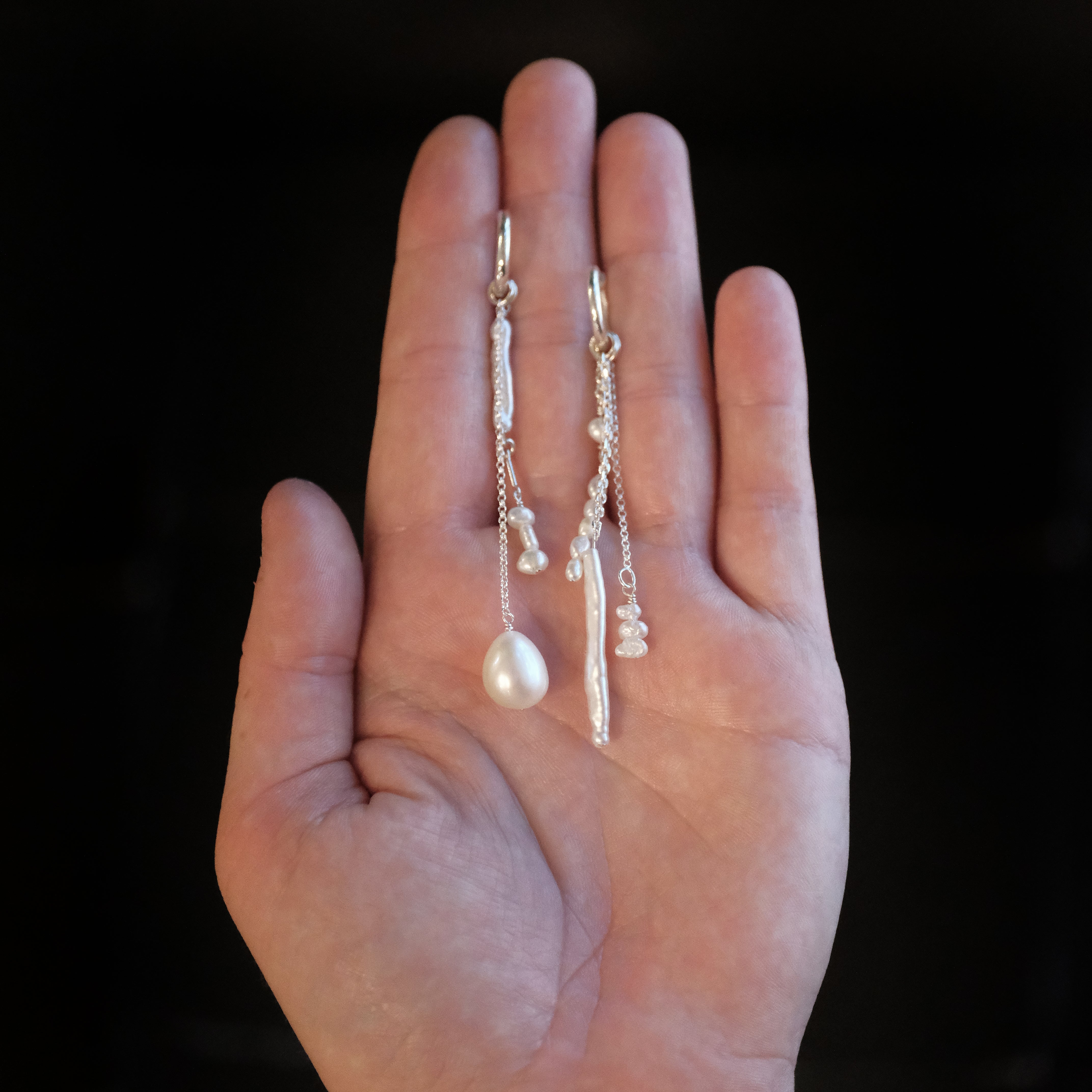 Freshwater Pearl + Sterling Flow Earrings - One of a Kind