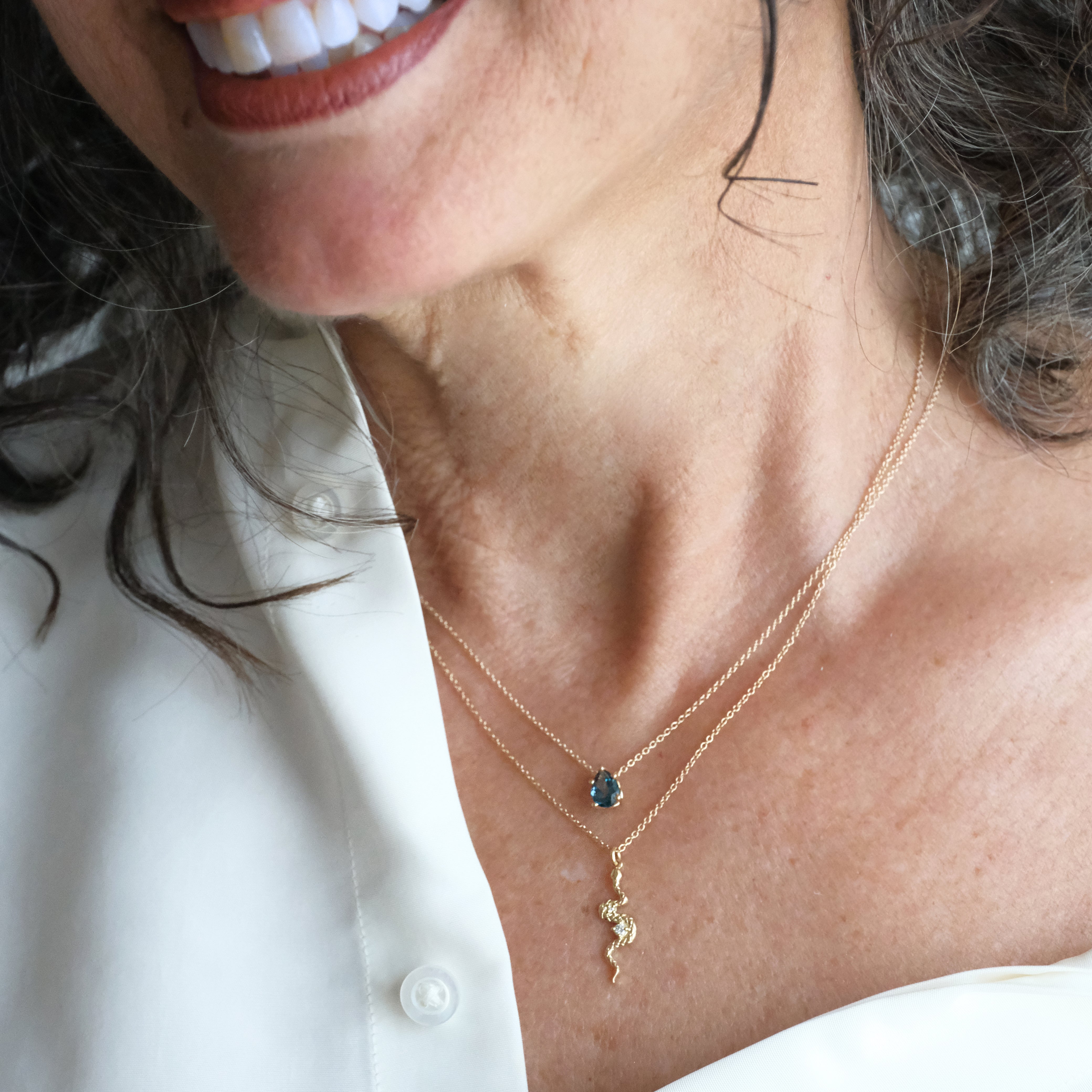 14k + Natural Diamond Asp Necklace