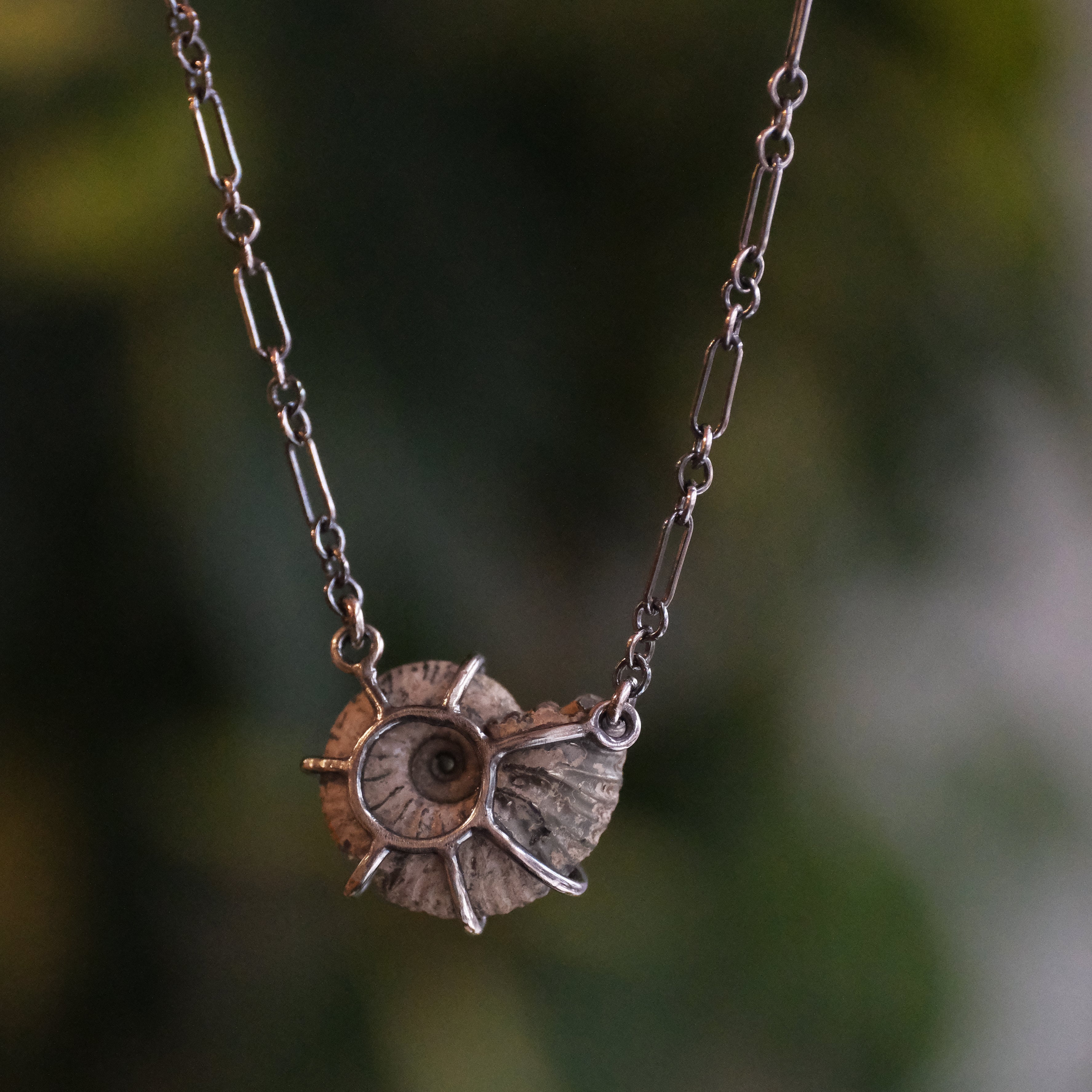 Pyrized Ammonite Fossil Necklace - One of a Kind