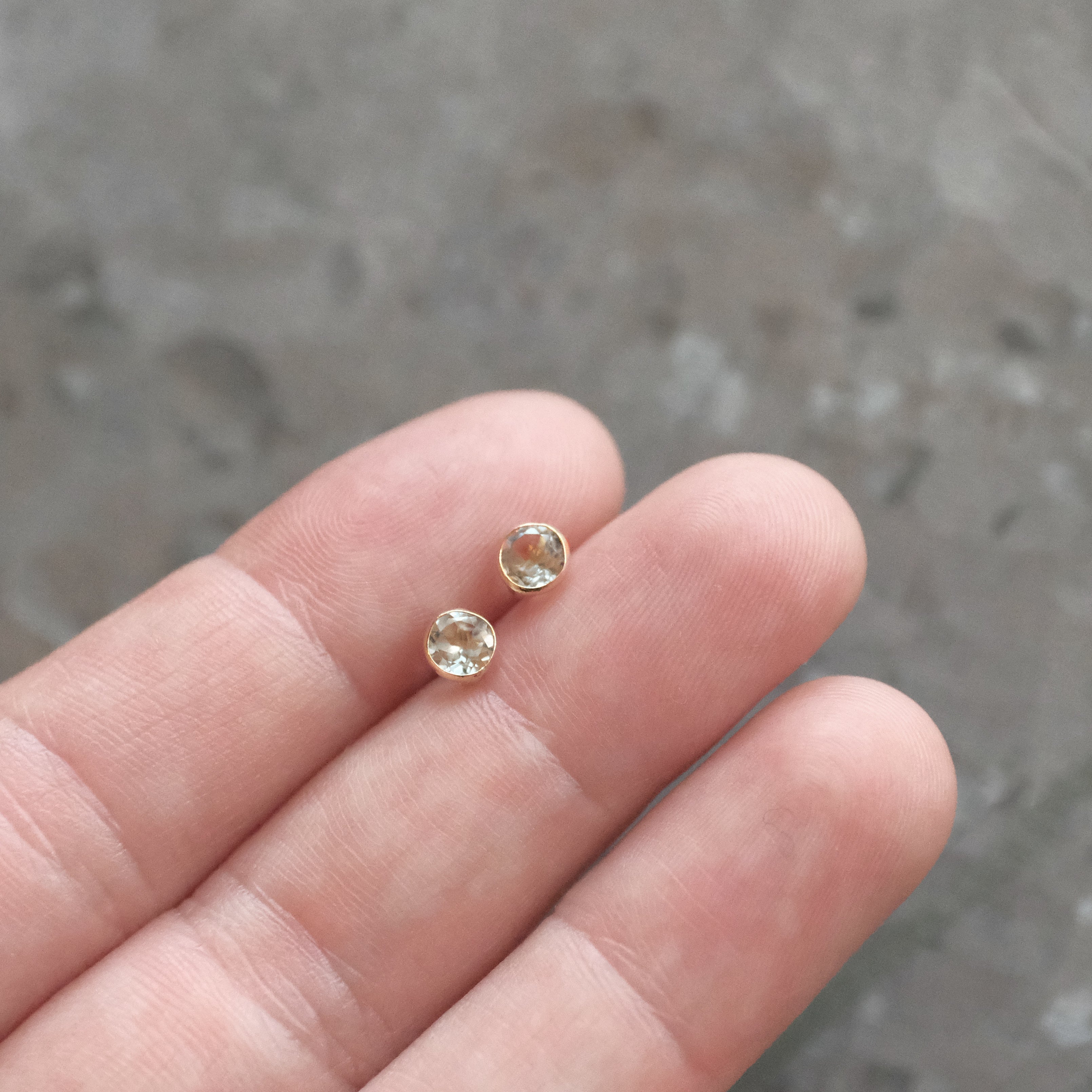 14k + Sky Blue Topaz Saddle Studs