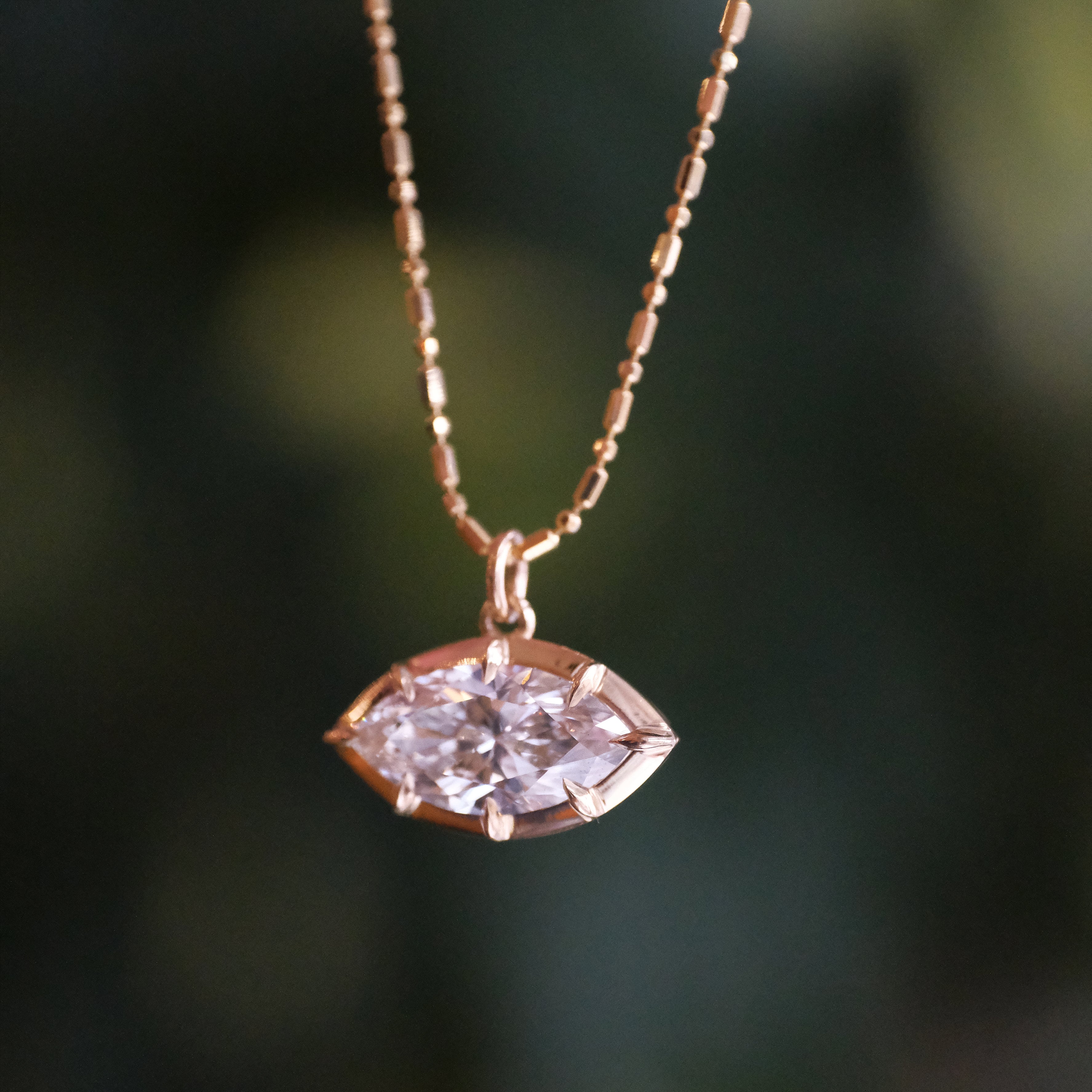 14k + Lab Diamond Ojo Necklace