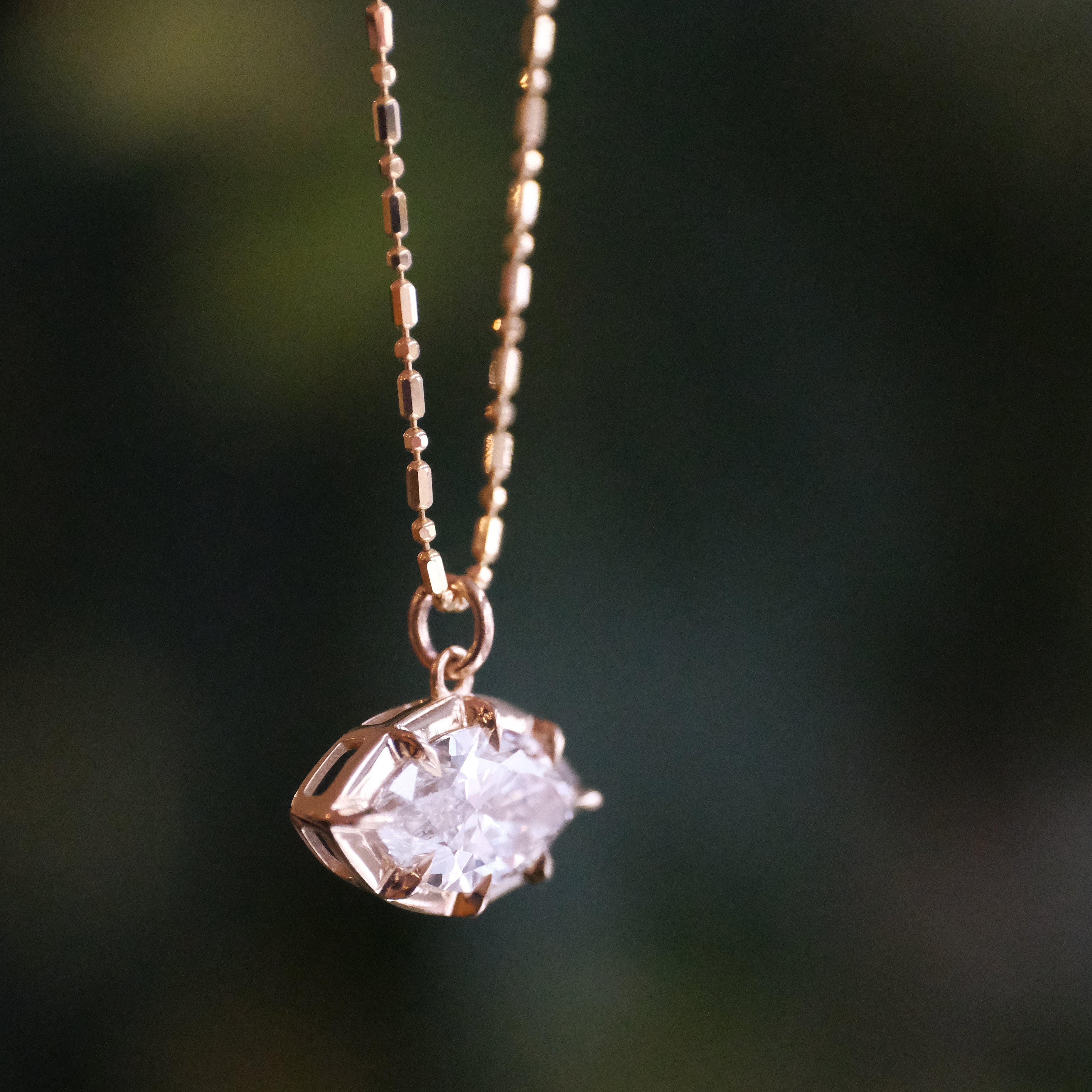 14k + Lab Diamond Ojo Necklace