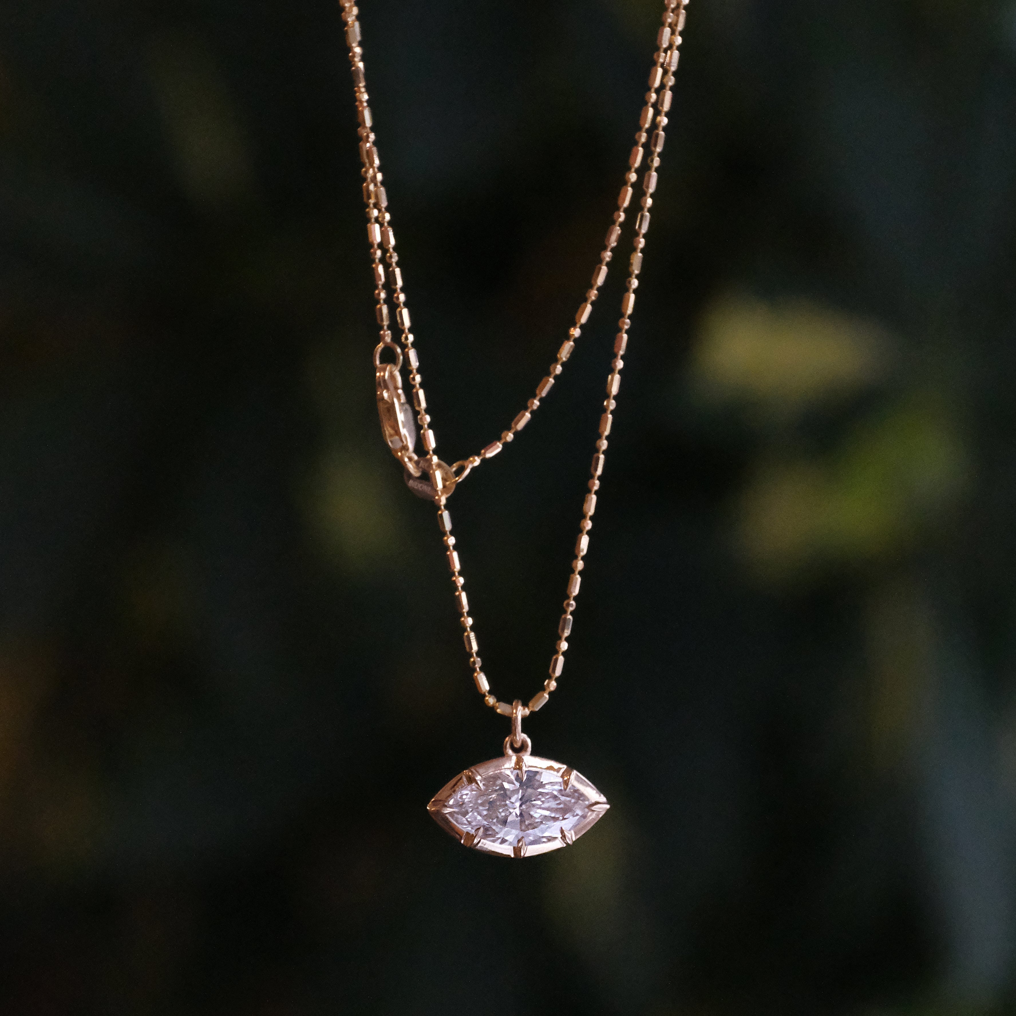 14k + Lab Diamond Ojo Necklace
