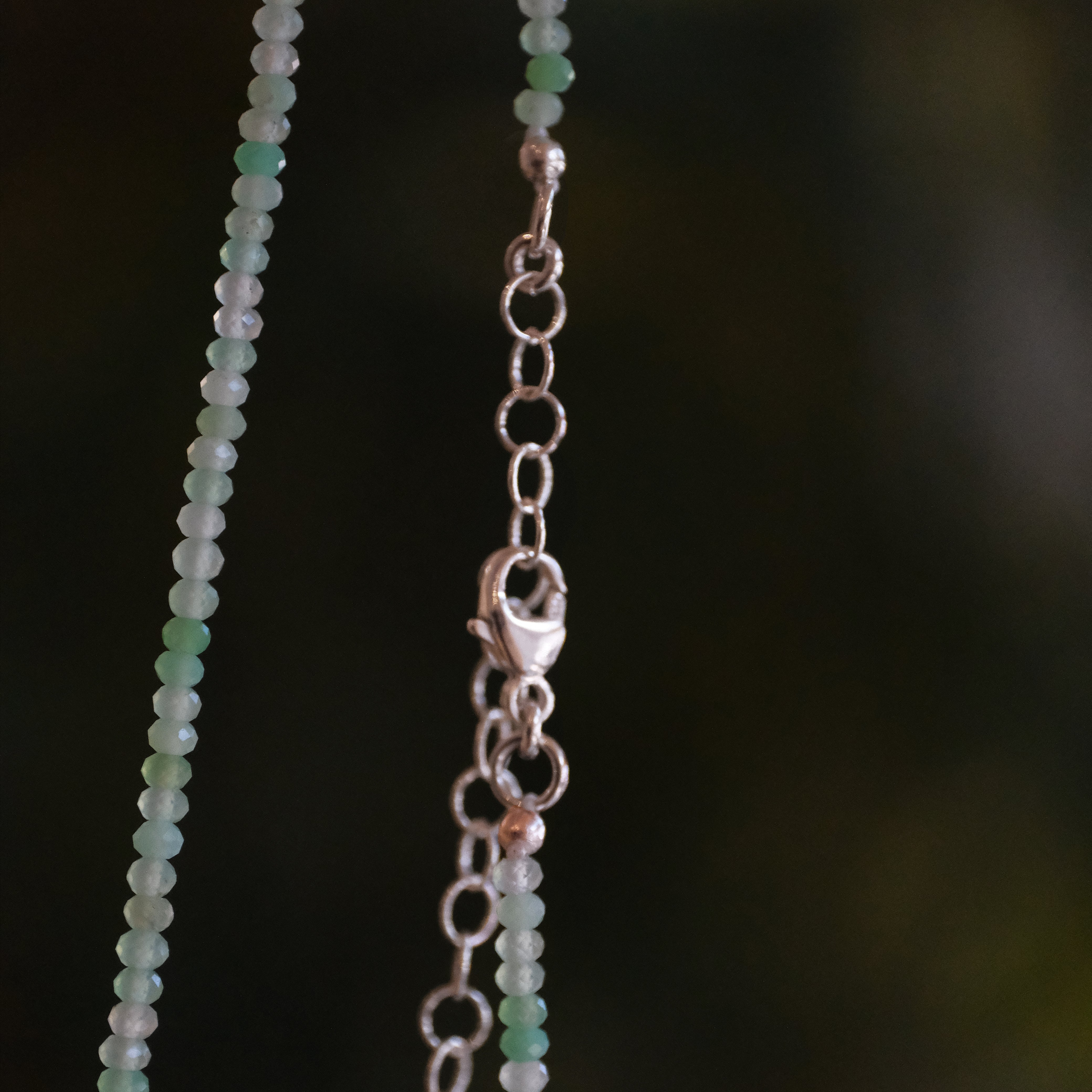 Chrysoprase + Sterling Sardine Necklace