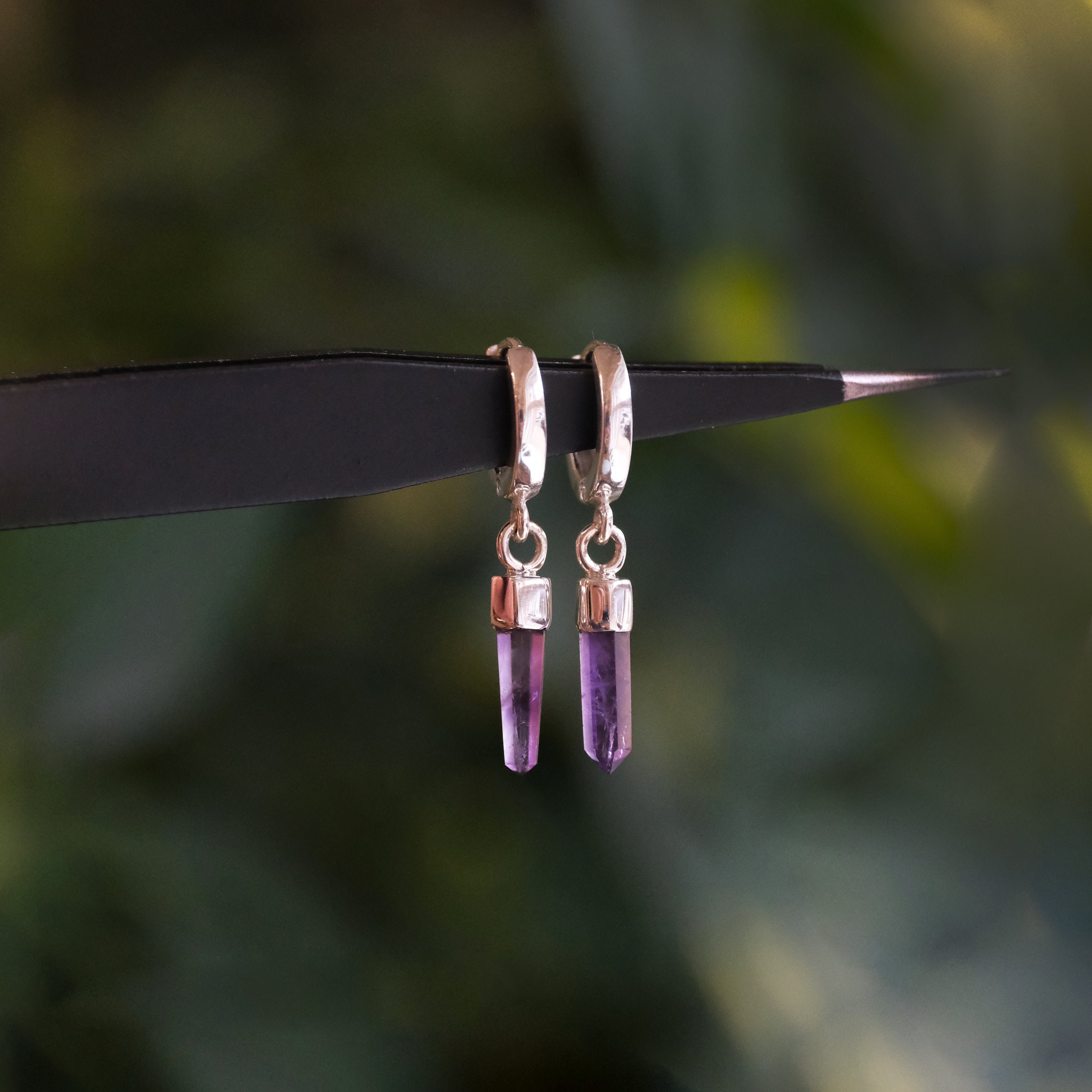 Amethyst Spire Hugger Earrings - One of a Kind