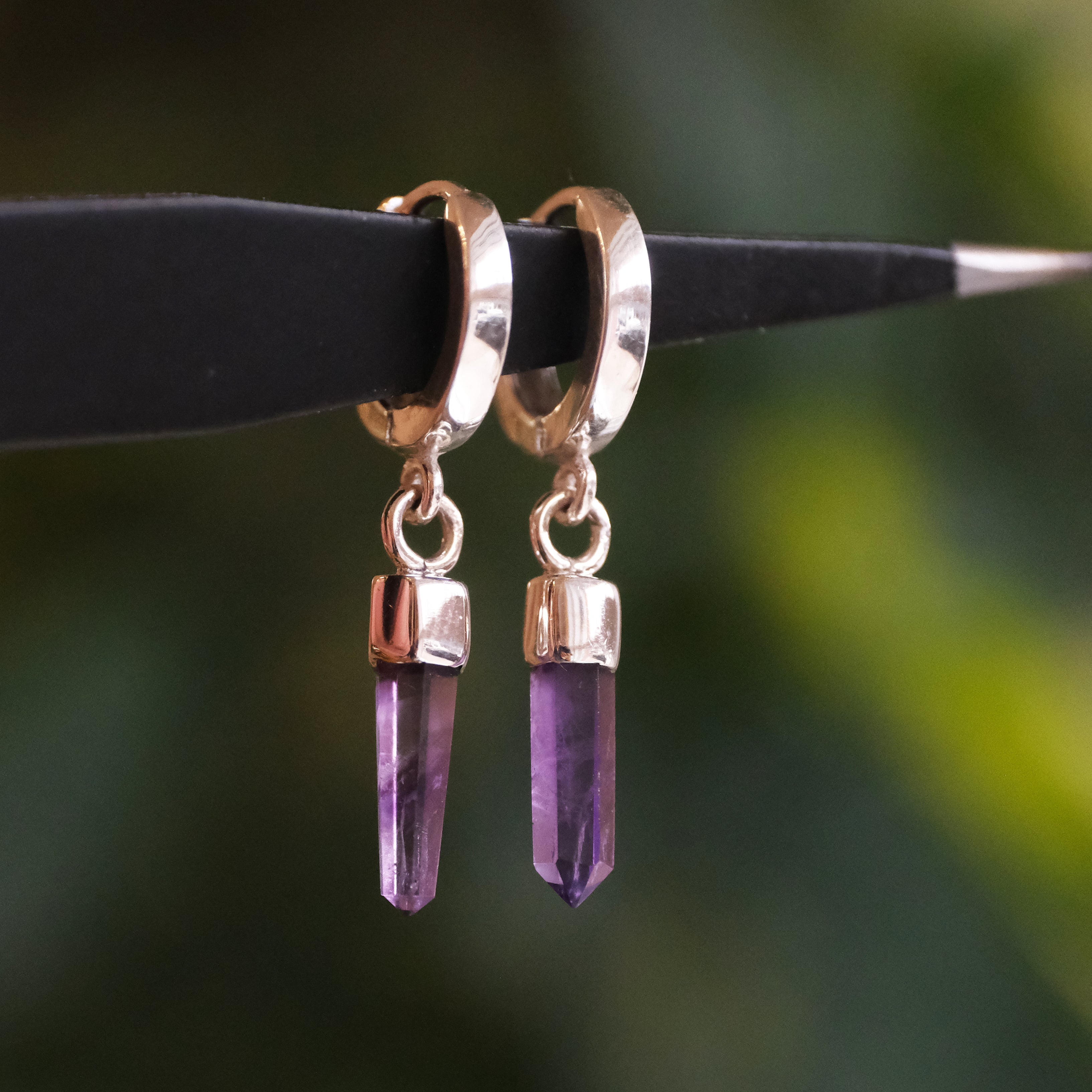 Amethyst Spire Hugger Earrings - One of a Kind