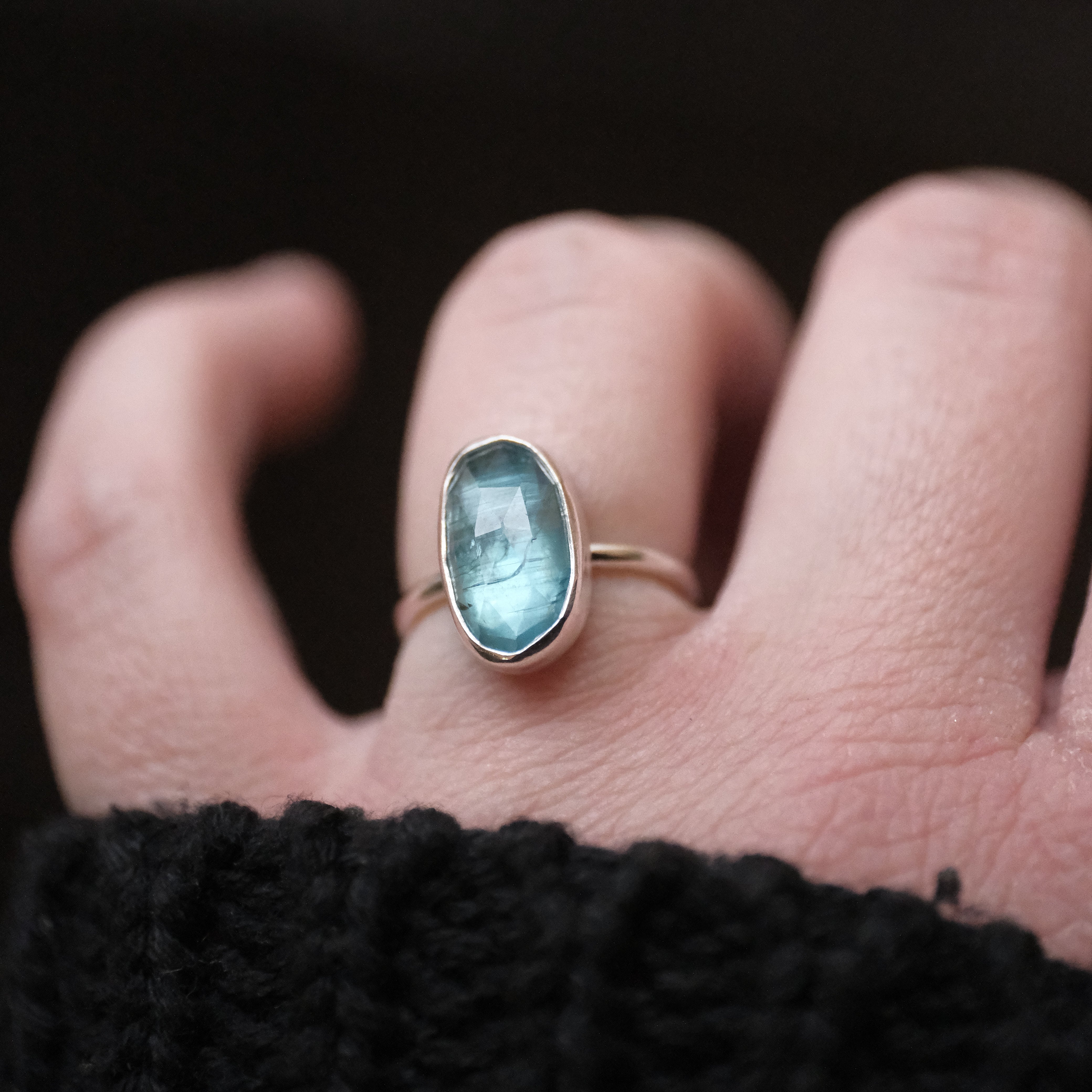 Aqua Kyanite Chiquito Ring (Size 5) - One of a Kind