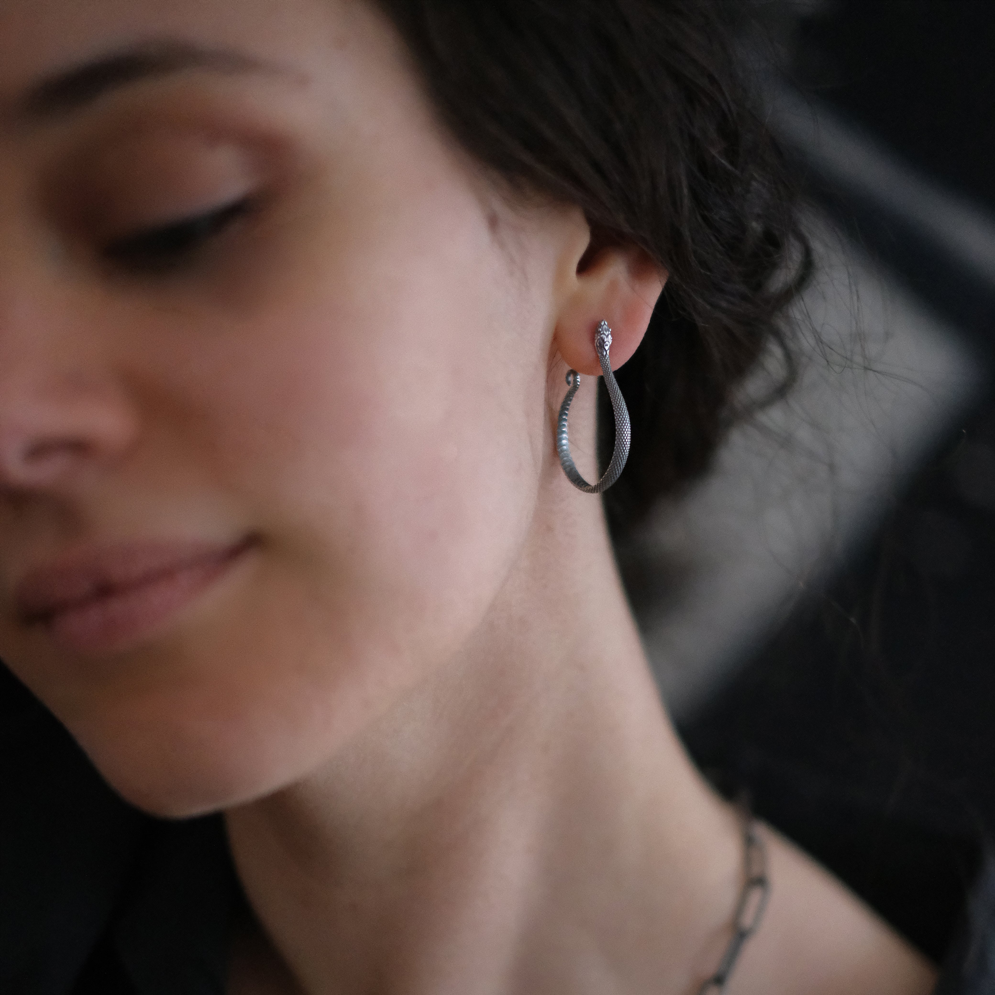 Sterling Serpent Hoops