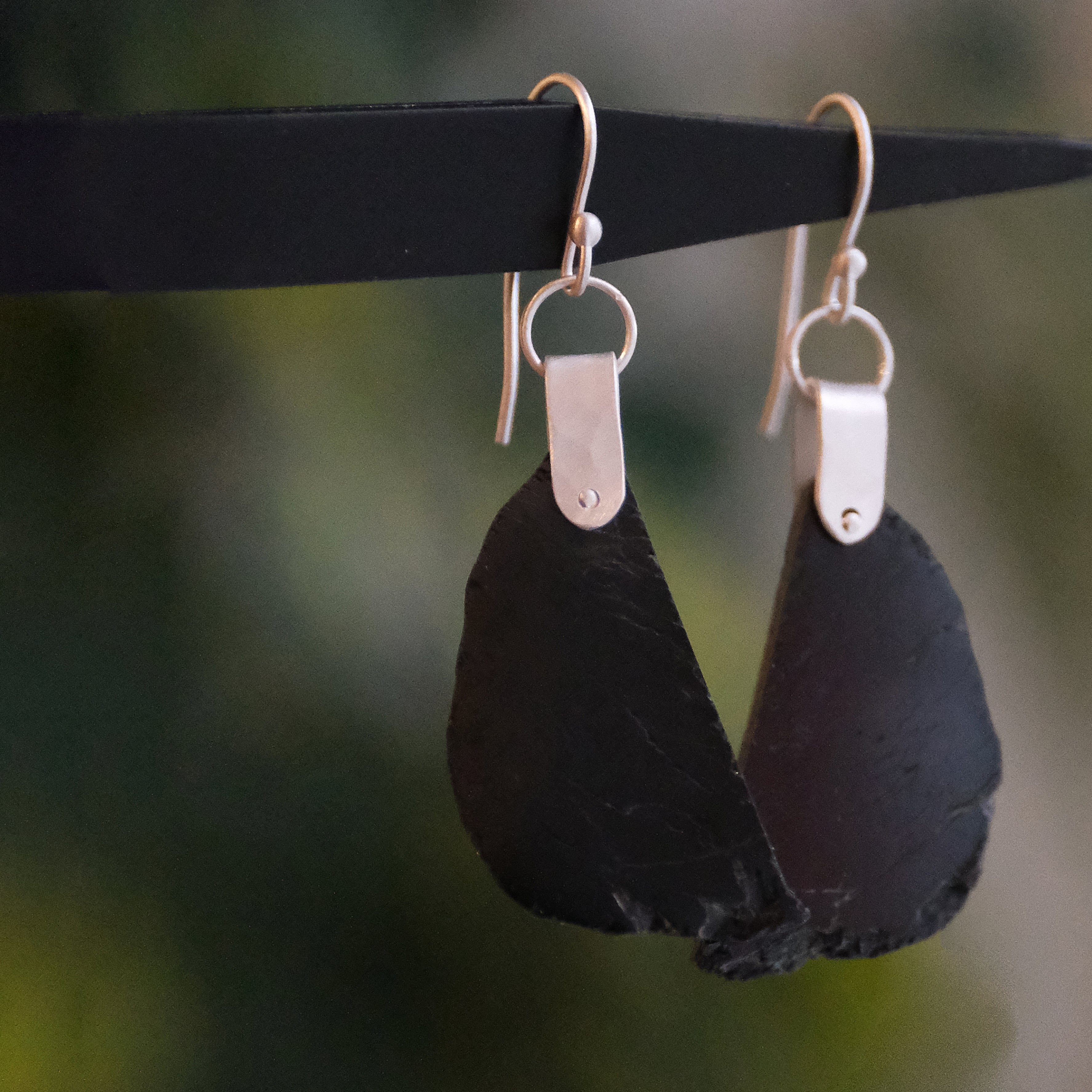 Black Tourmaline Saddle Earrings - One of a Kind