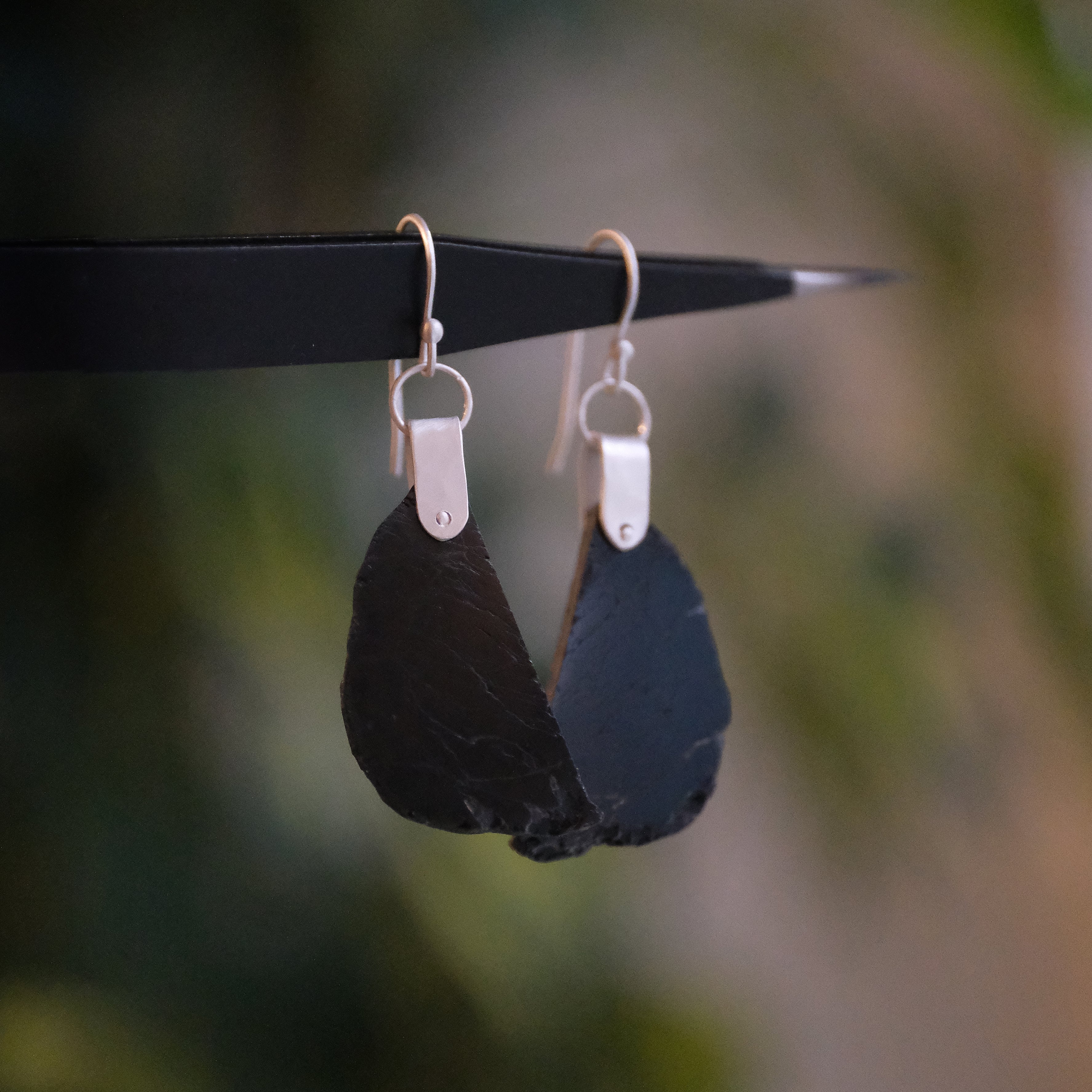 Black Tourmaline Saddle Earrings - One of a Kind