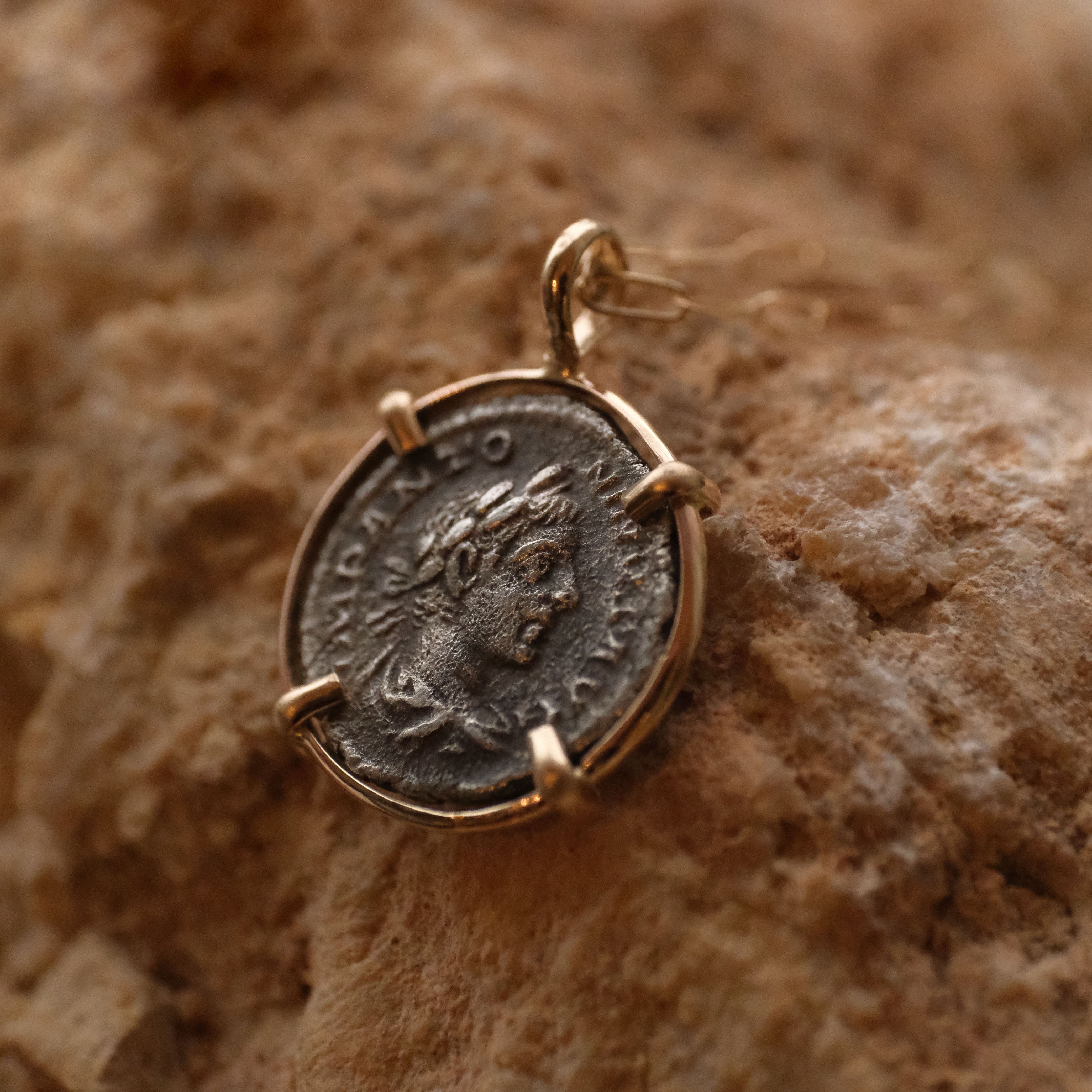 14k Roman Silver Denarius Coin Necklace - 225 AD - One of a Kind