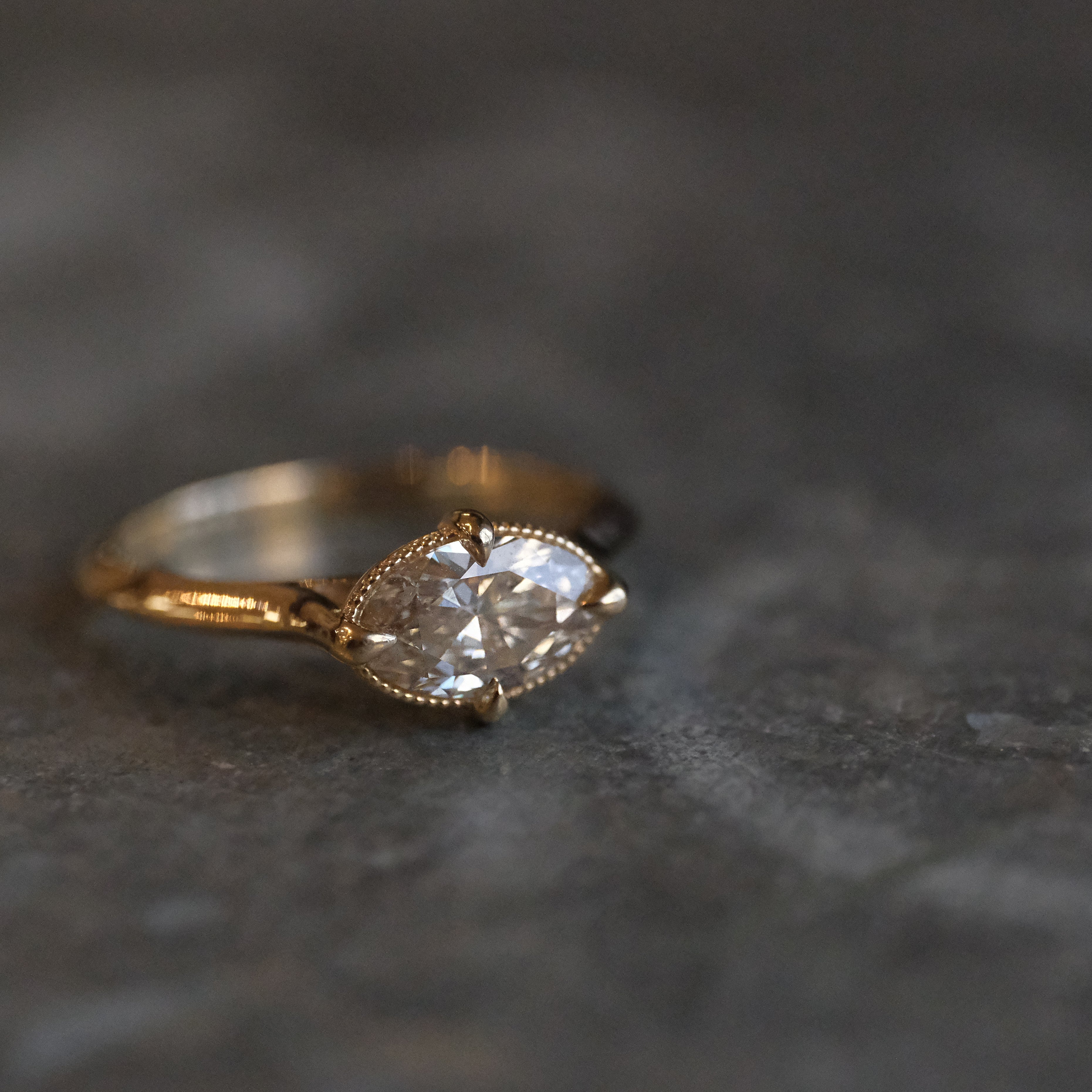 14k + Natural Diamond Avignon Ring